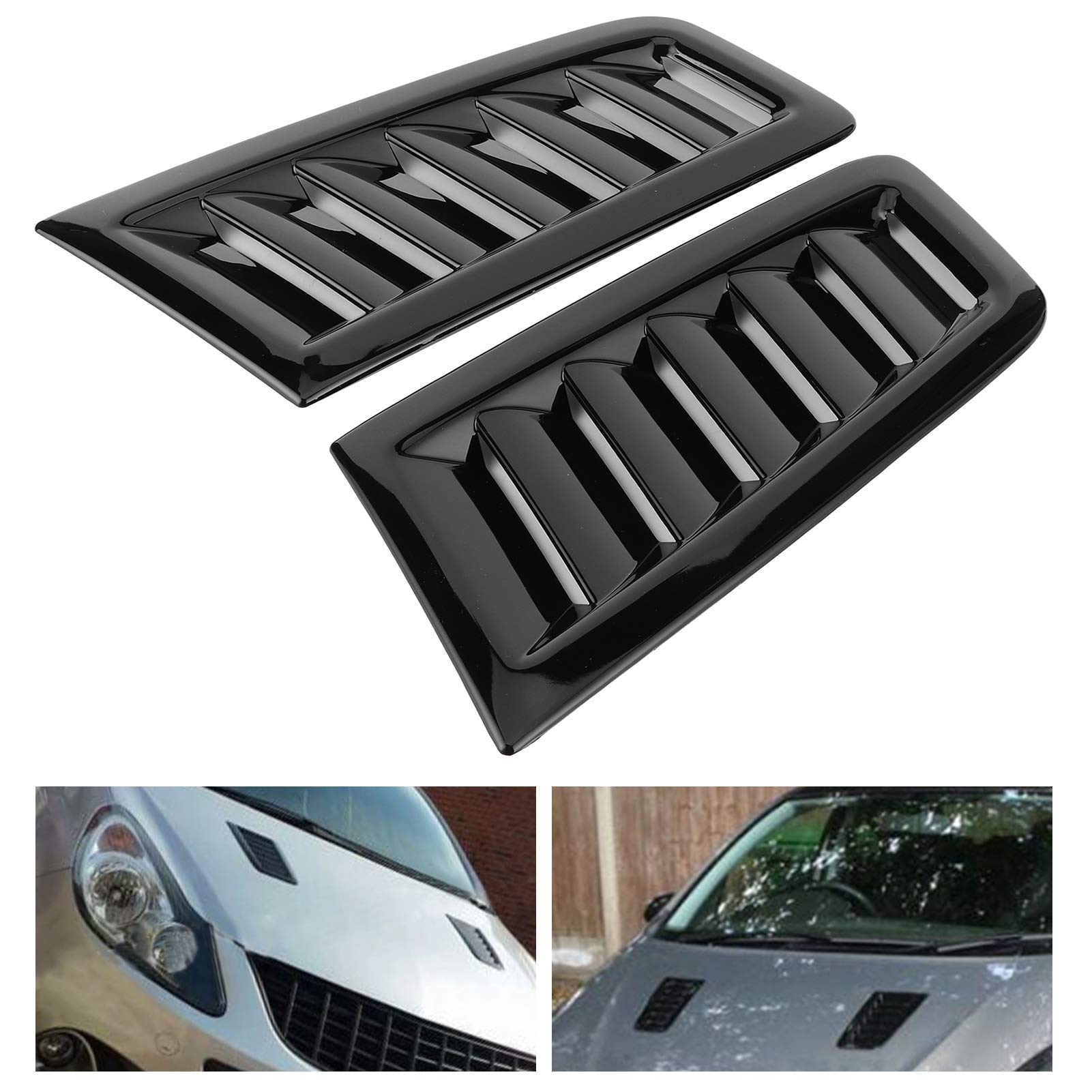Hood Scoops for Cars, Carbon Fiber Car Hood Vent Scoop Kit Universal Bonnet Vents car Hood Cover with Double Sides Adhesive Tape