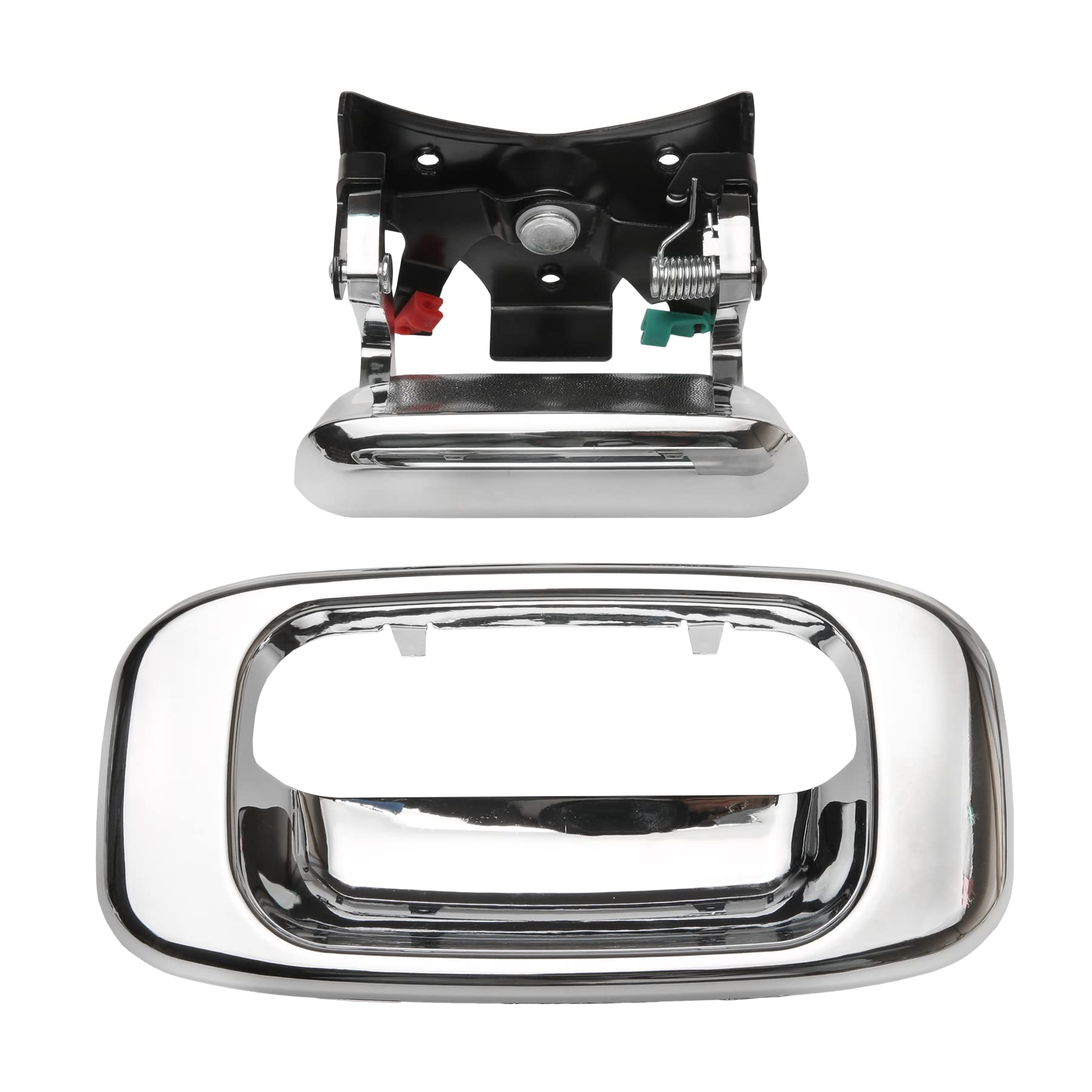 Tailgate Door Handle & Bezel Lock Set, Compatible With 1999-2007 Chevy Silverado Gmc Sierra 1500 2500 3500, Chrome Exterior Rear