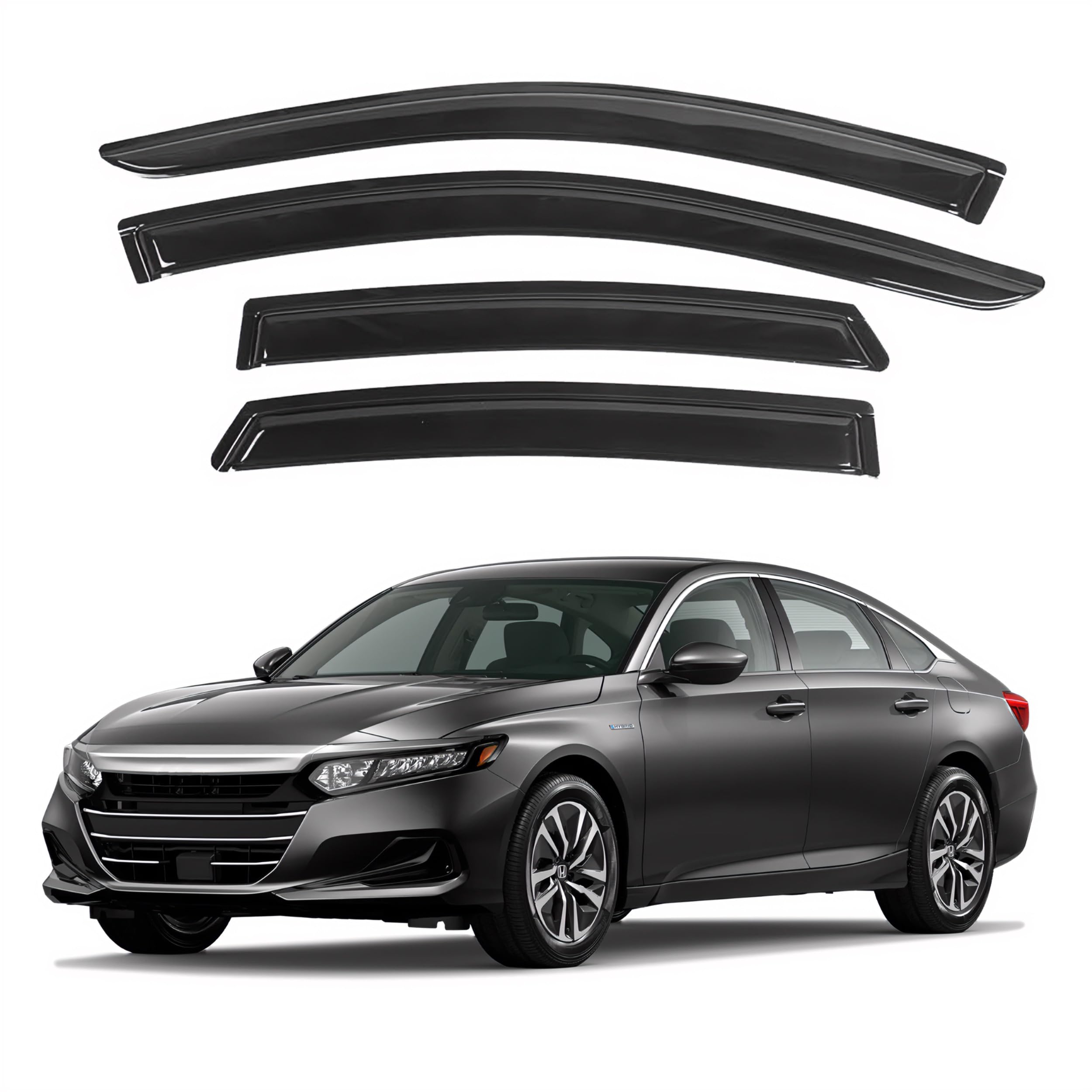 Ig Window Visor For Honda Accord Sedan 2018-2023, Rain Guard Tape-On Extra Durable Sun Wind Side Vent Window Deflector Mugen Sty
