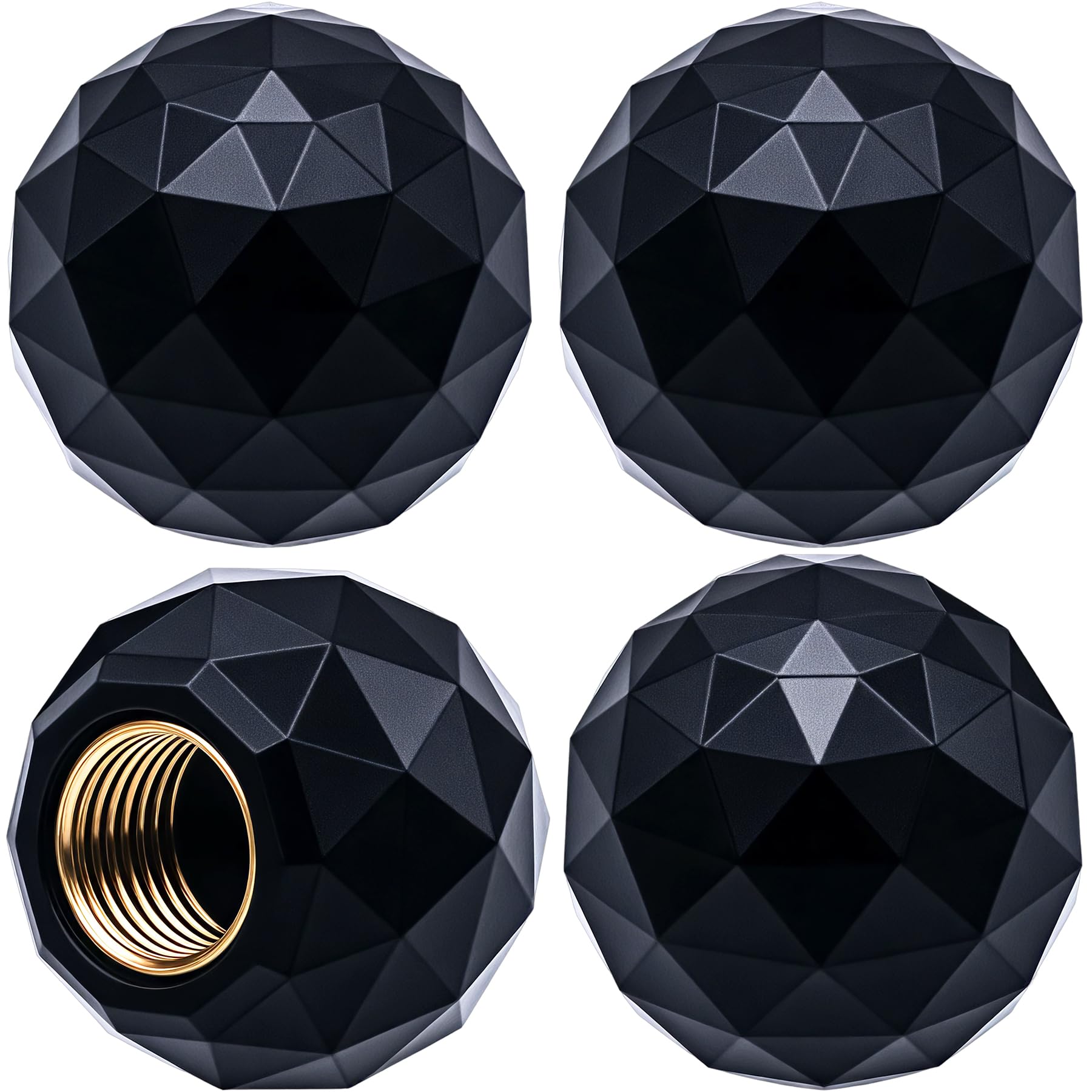 Meajoo 4Pcs Sparkle Ball Style Tire Valve Stem Caps, Air Caps Cover, With Rubber O-Ring, Palstic Air Leakproof Valve Caps Cover