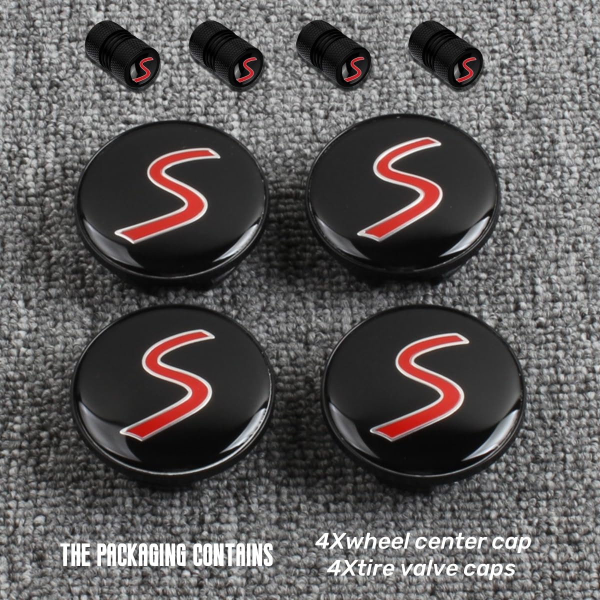 4PCS Car Wheel Center Cap 54mm S Logo Compatible with Mini Cooper Clubman Countryman Paceman Wheel Center Covers