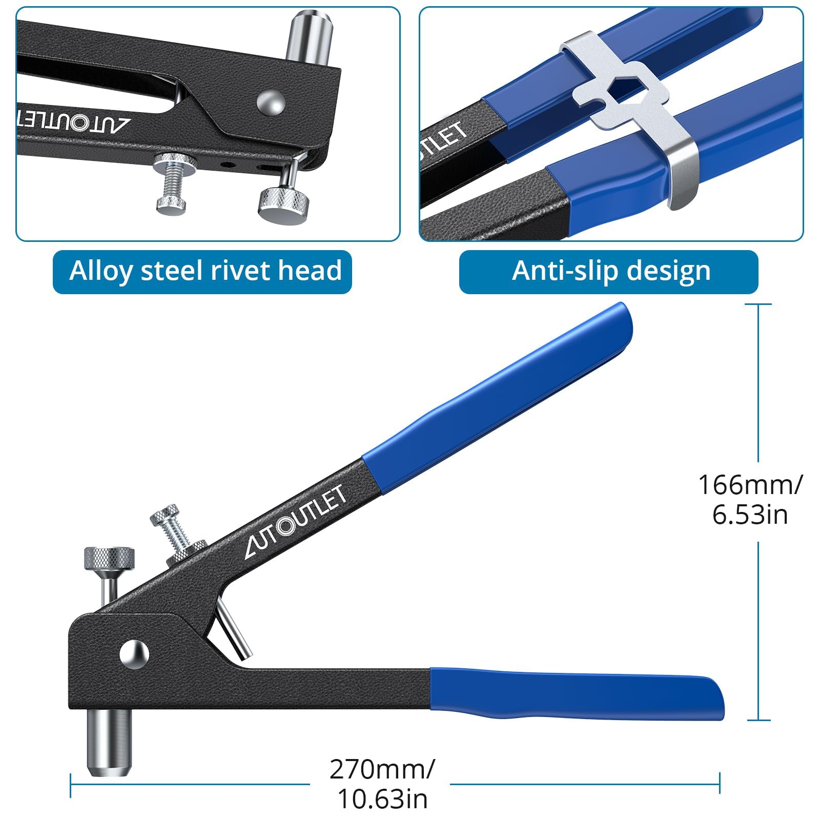Autoutlet Professional Rivet Gun Pop Rivet Gun Kit With 86Pcs M3/M4/M5/M6/M8 Threaded Rivet Nut And Rivets Wrench For Furniture,