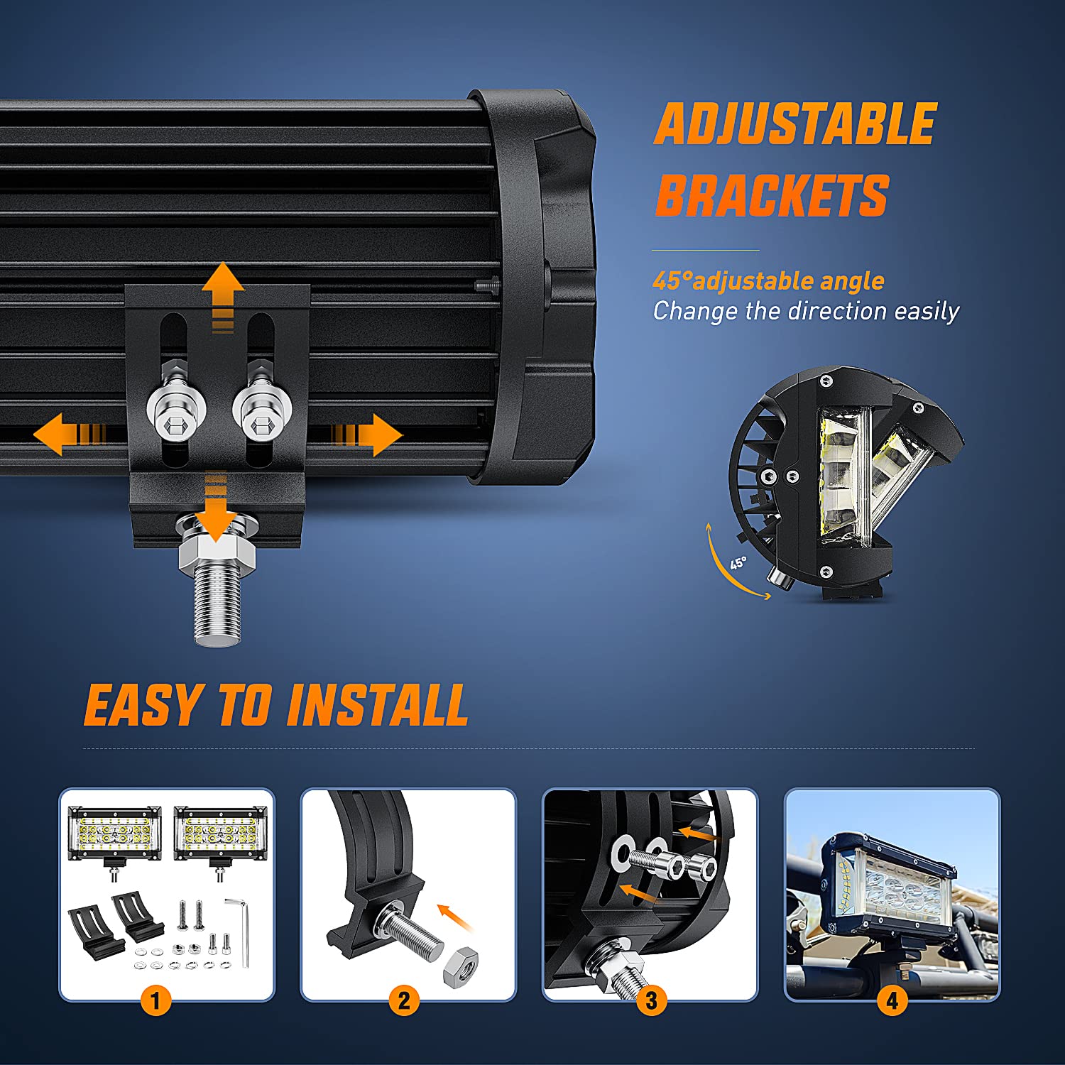 Nilight Side Shooter Led Light Bar 2Pcs 5.5Inch Quadruple Row Spot Flood Combo Lights With Wiring Harness Kit For Fog Light Driving Light Work Light On Truck Suv Atv Utv, 2 Years Warranty