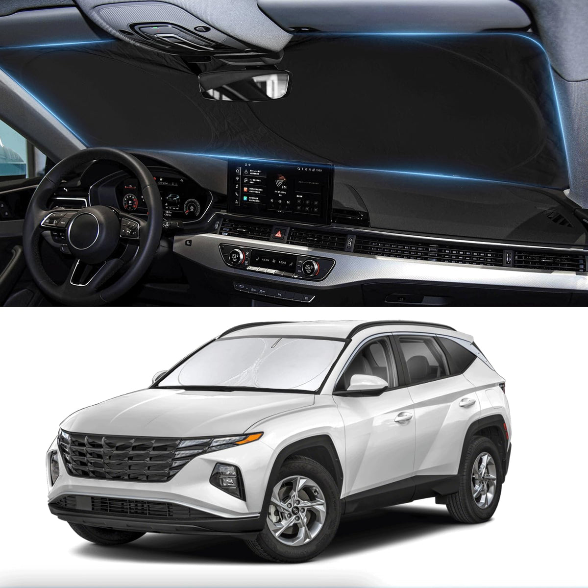 Custom Fit Tucson Windshield Sunshade For Hyundai Tucson 2022-2025 Front Window Retractable Shades Cover For Windshield Sun Viso