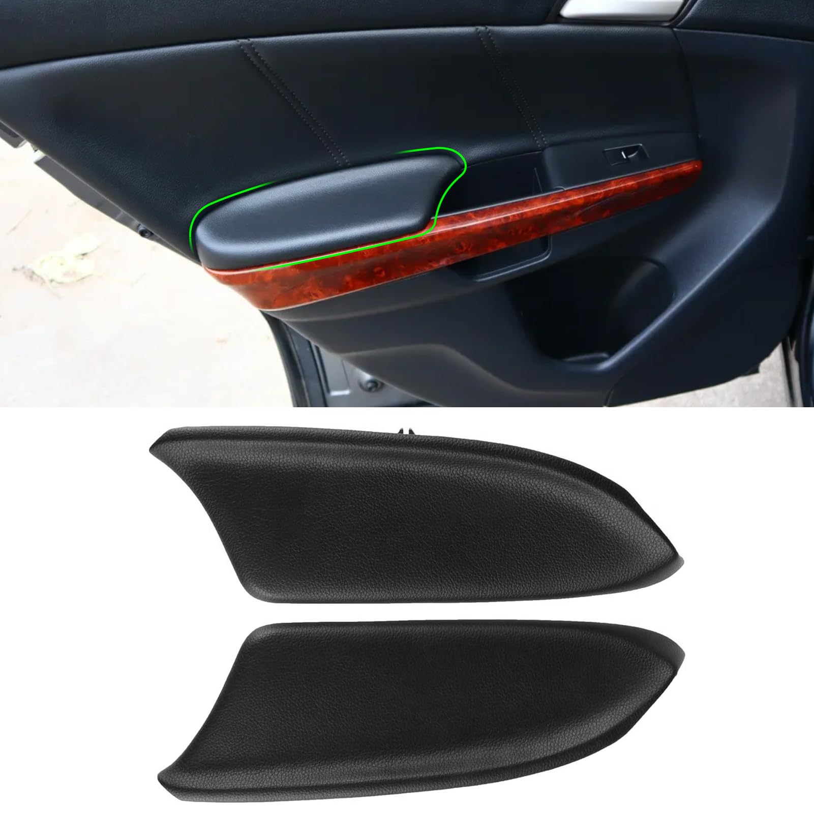 Apeser Compatible With Honda Accord Rear Door Panels Armrest Lid 2008-2012,2 Pcs Pu Leather Door Armrest Lid Cover For Accord Ex