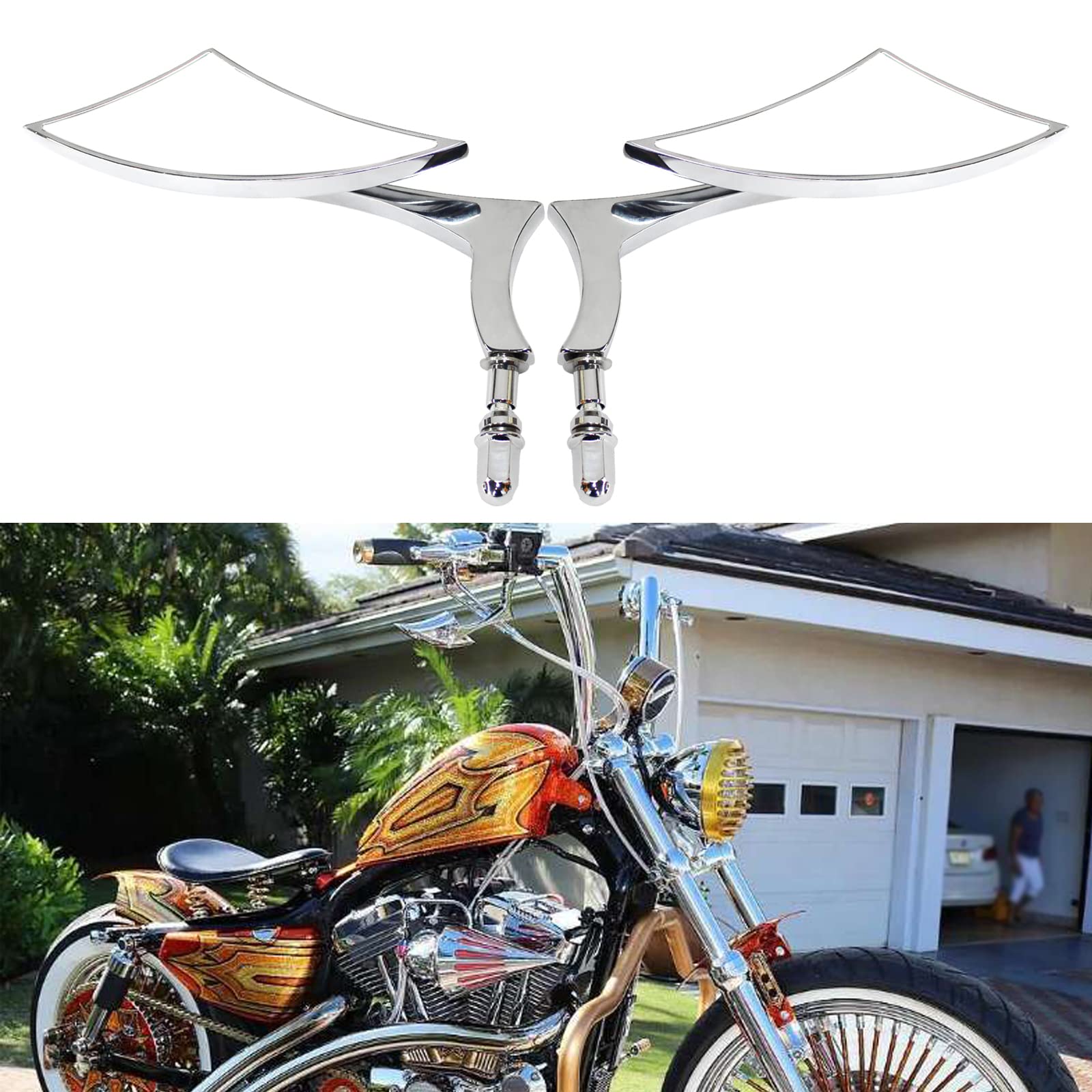 Pair Motorcycle Chrome Side Mirrors For Sportster Xl 883 1200 Road King V-Rod Street Glide Electra Glide Dyna Softail 1982-2018