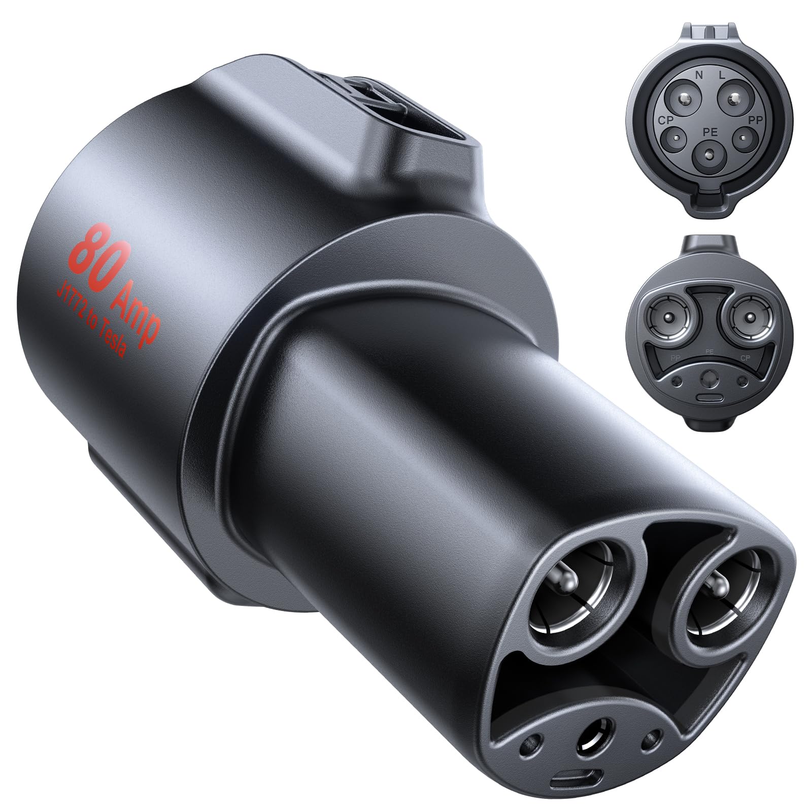 Ecogenix J1772 to Tesla Charger Adapter [Max 80A, 250V] for Tesla Model Y 3 X S Cybertruck, Tesla Accessories, Connecting to SAE