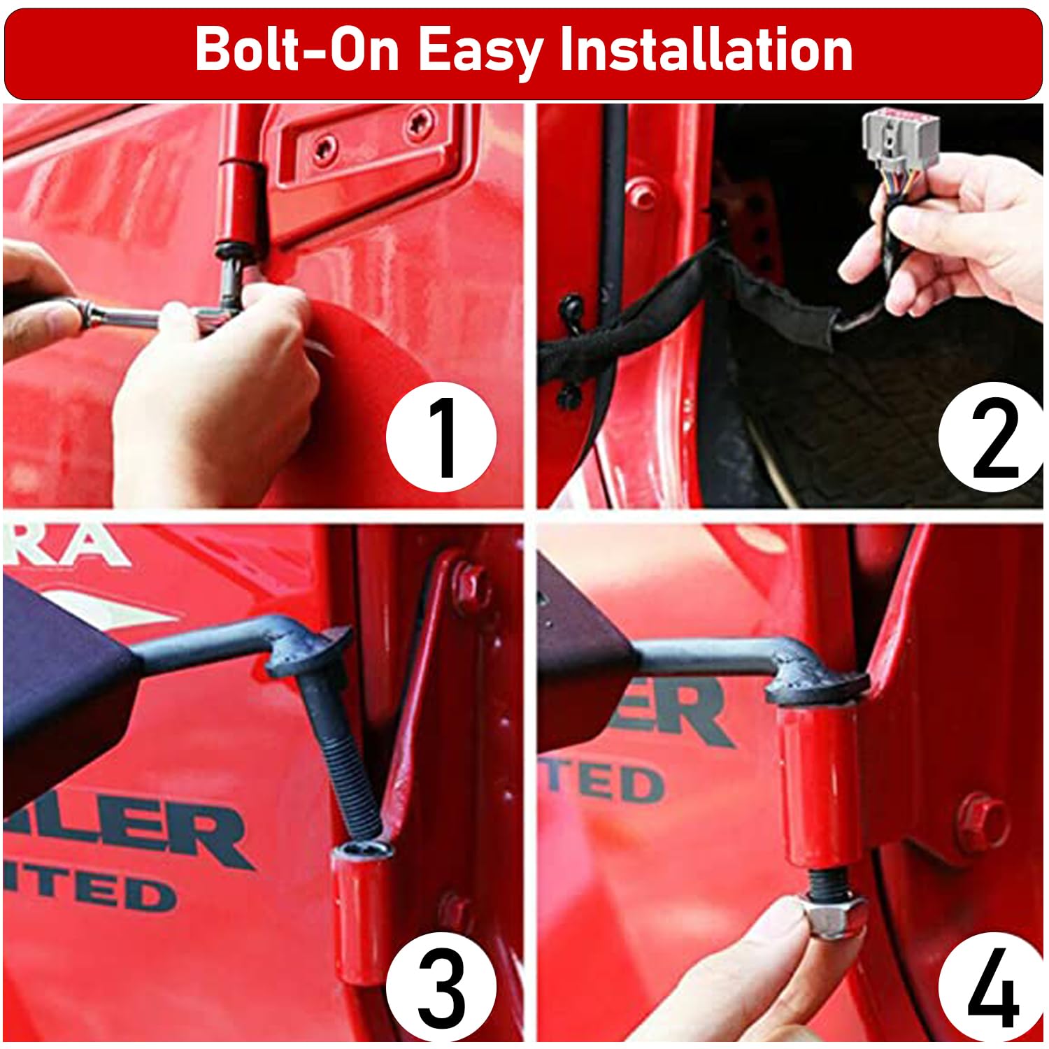 Wrangler Foot Pegs For Jeep Wrangler Jk Jl Gladiator Jt 2007 To 2024, Exterior Door Hinge Metal Powder Coating Rest Pedals With