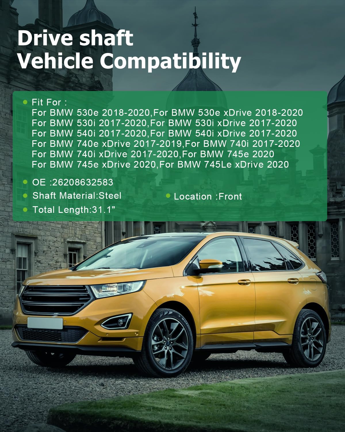 SCITOO?31.1''?Steel Front Driveshaft Assembly Drive Shaft Prop Shaft For BMW 530e xDrive 530i xDrive 540i xDrive 740e xDrive 740
