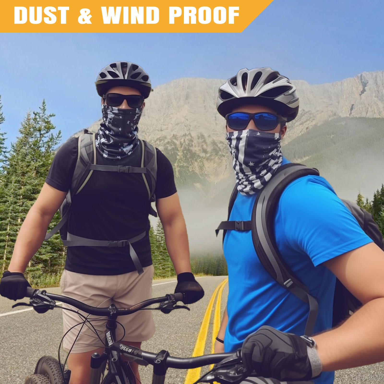 HONGTEYA 6 Pack Neck Gaiter Face Mask: Breathable Windproof Face Cover Balaclava High Elastic Earloop Bandana for Men Women