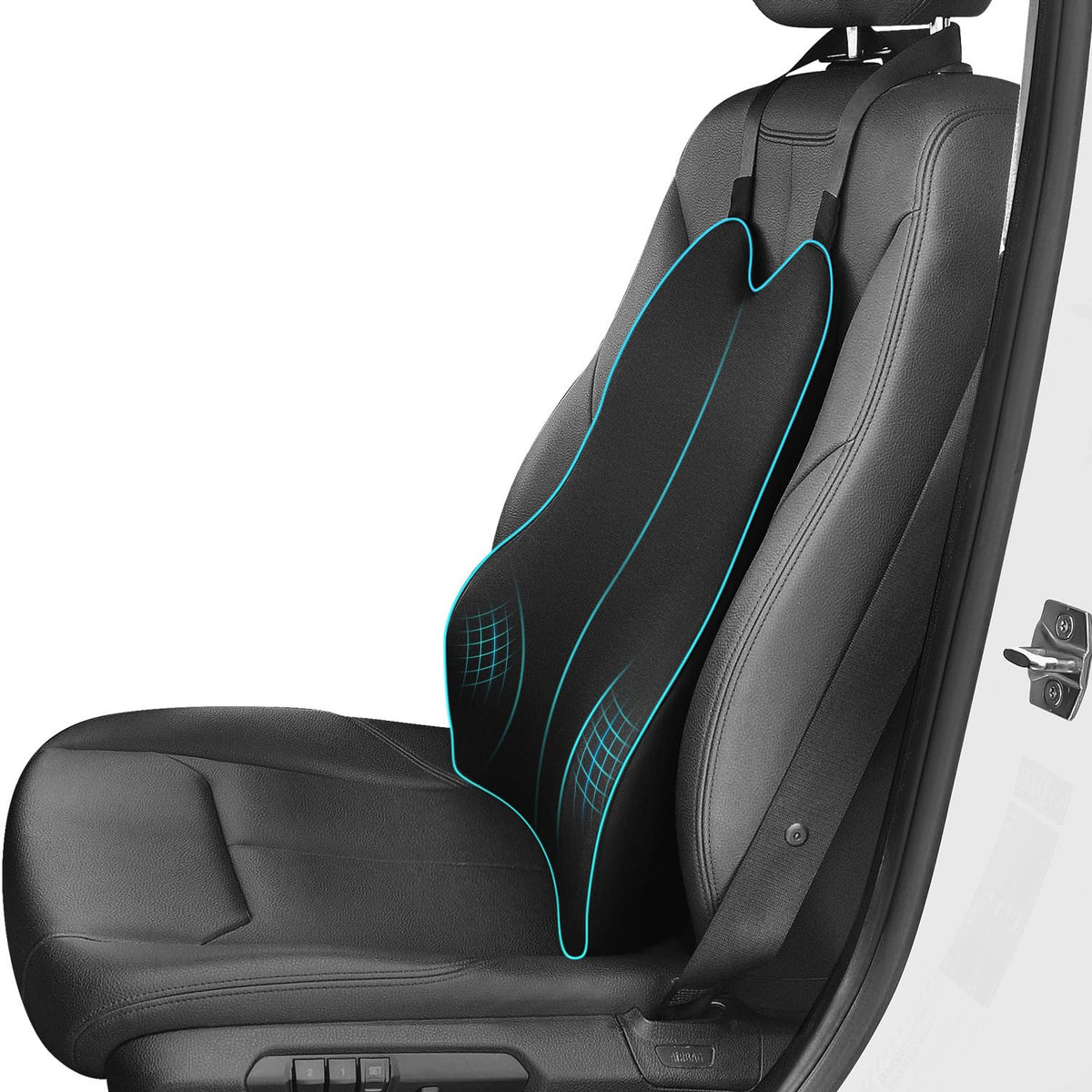 Lumbar Support Pillow For Car-Memory Foam Car Back Support For Driving Fatigue/Back Pain Relief - Dual Straps Better Fix The Bac