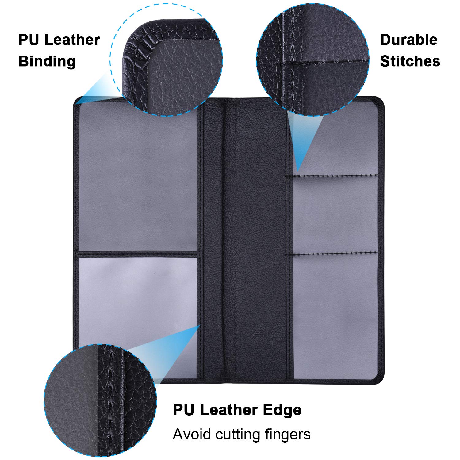 Wisdompro Car Registration And Insurance Documents Holder - Premium Pu Leather Vehicle Glove Box Paperwork Wallet Case Organizer