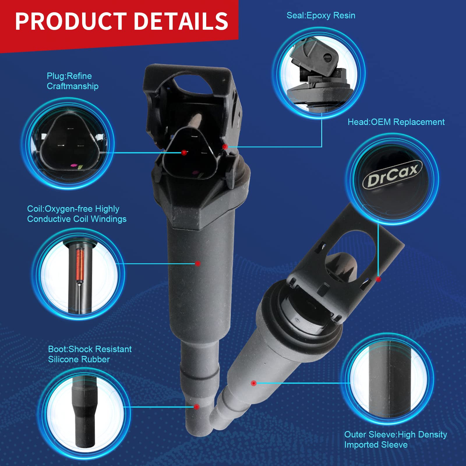 Drcax Oem Ignition Coil Uf592 C1638 Compatible With Bmw 325Ci 328I 330Ci 335I 525I 528I 530I 535I 545I 745Li X3 X5 M5 M6 Z4 Mini