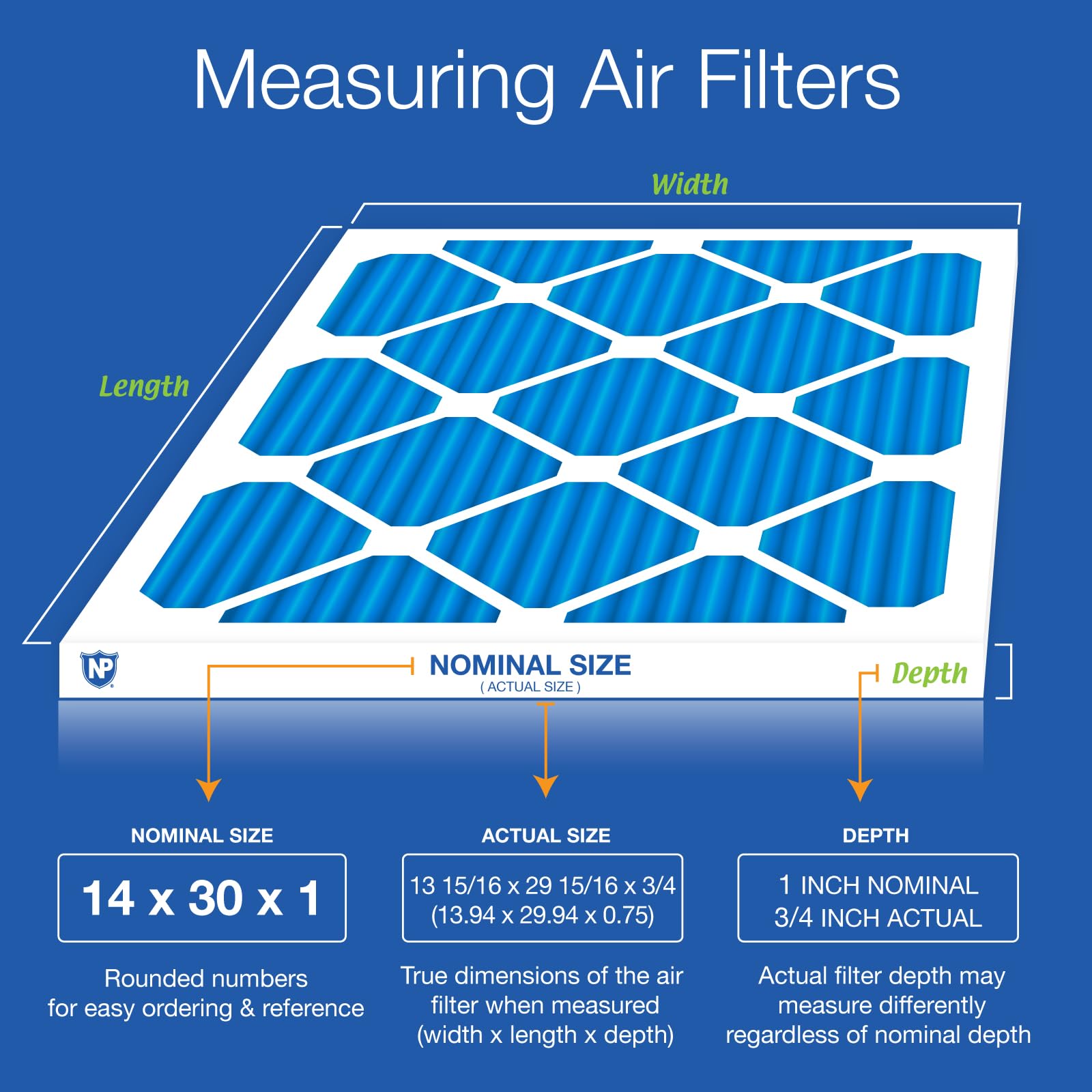 Nordic Pure 14X30X1 (13_15/16 X 29_15/16 X 3/4) Pleated Air Filters Merv 7 Plus Carbon 4 Pack