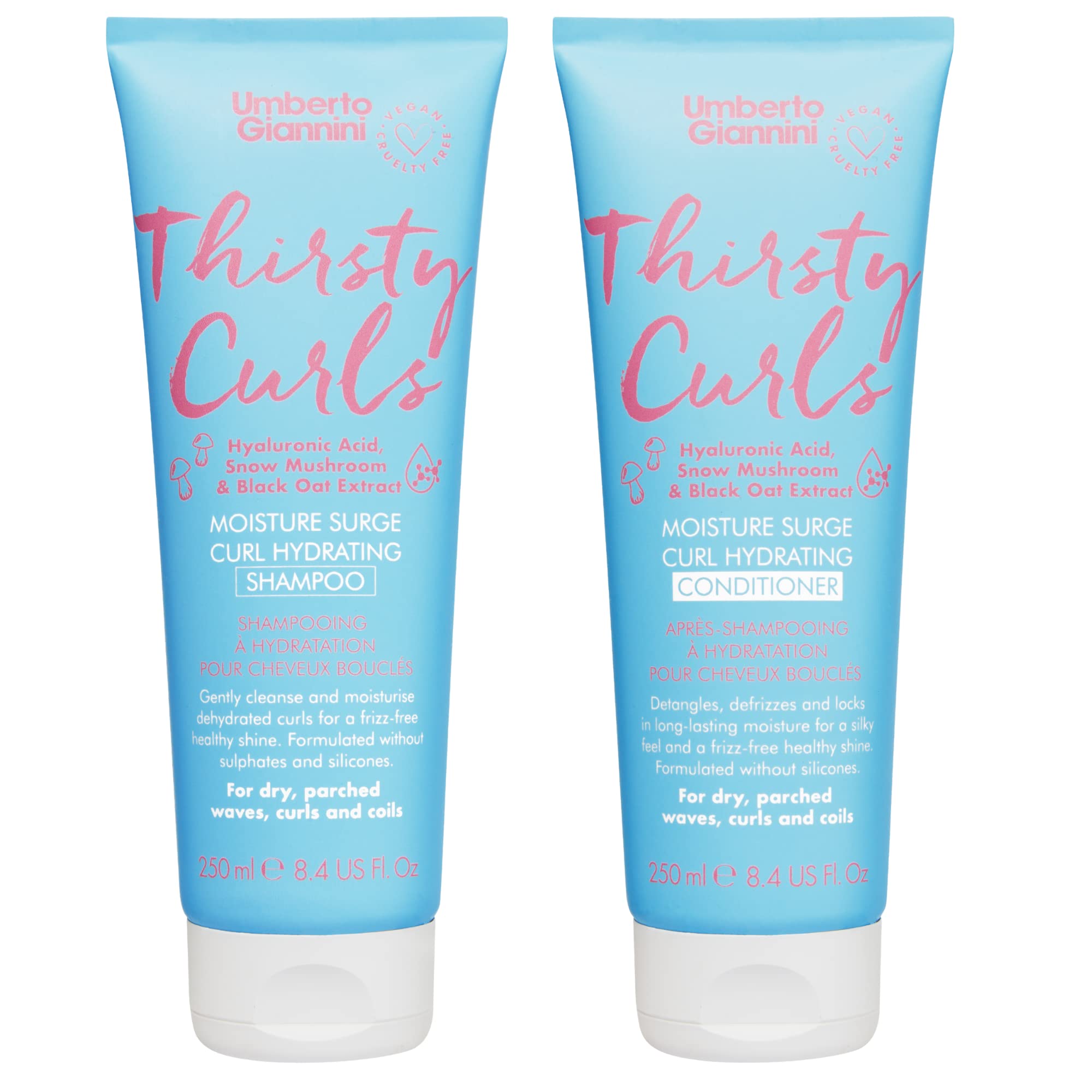 Umberto Giannini Thirsty Curls Curl Hydrating Shampoo & Conditioner Set - for Dry & Dehydrated Curls 2 x 8.4 fl Oz-New