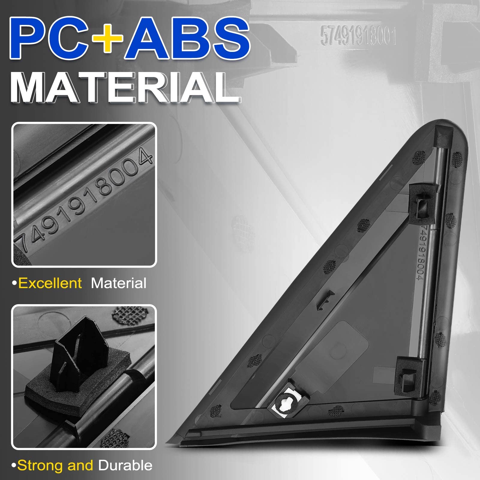 A-Premium Driver Mirror Flag Applique Panel Compatible with Chrysler Town & Country 08-16 & Dodge Grand Caravan 08-20 & Ram C/V 14-15, Exterior Side View Mirror Triangle Trim, Replace# 1BE421XFAA
