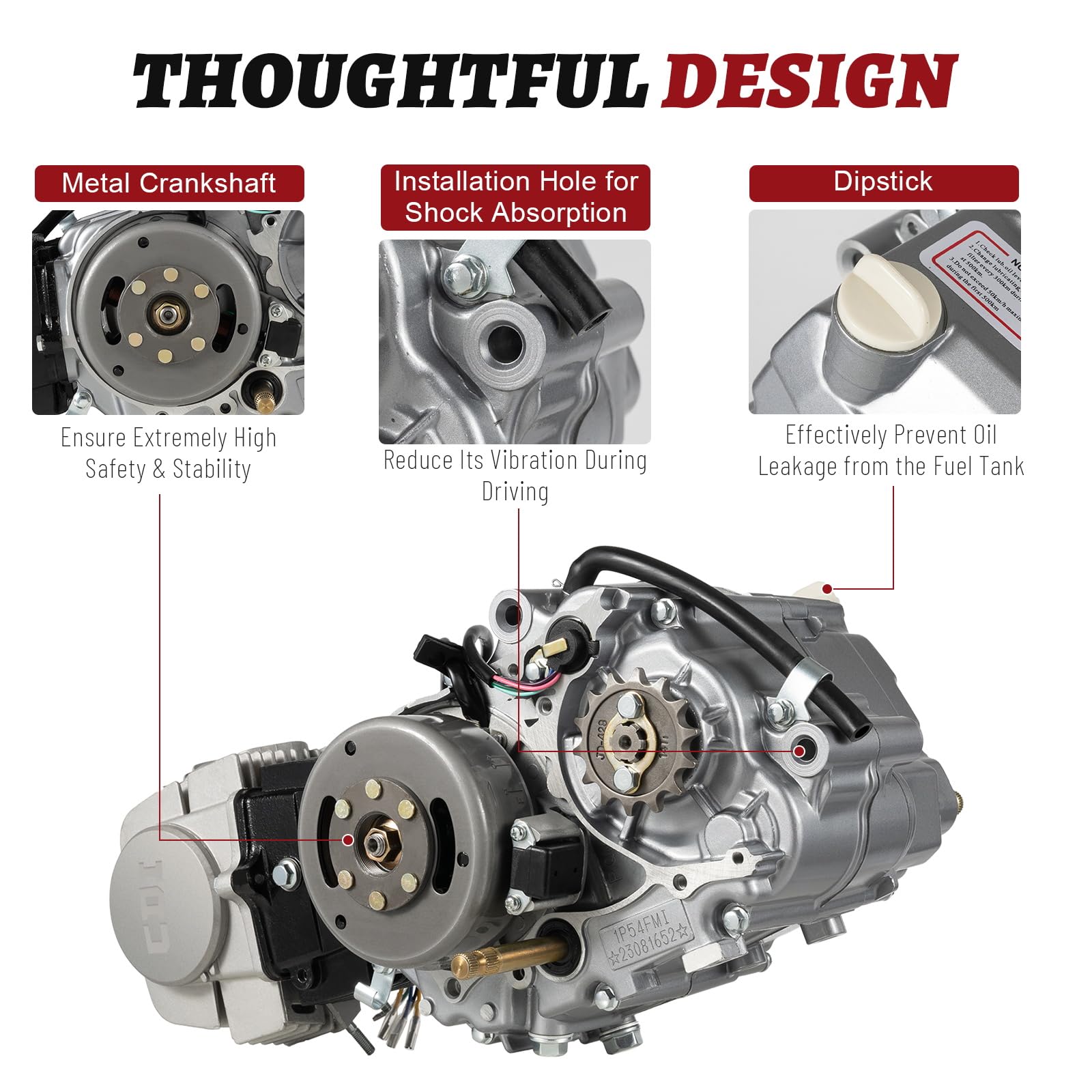 CUBELLIN 125cc Engine 4-Speed Pit Dirt Bike Engine Kit Manual Clutch Kick Start ATV Engine Motor 125cc Engine for Honda CRF50 CR