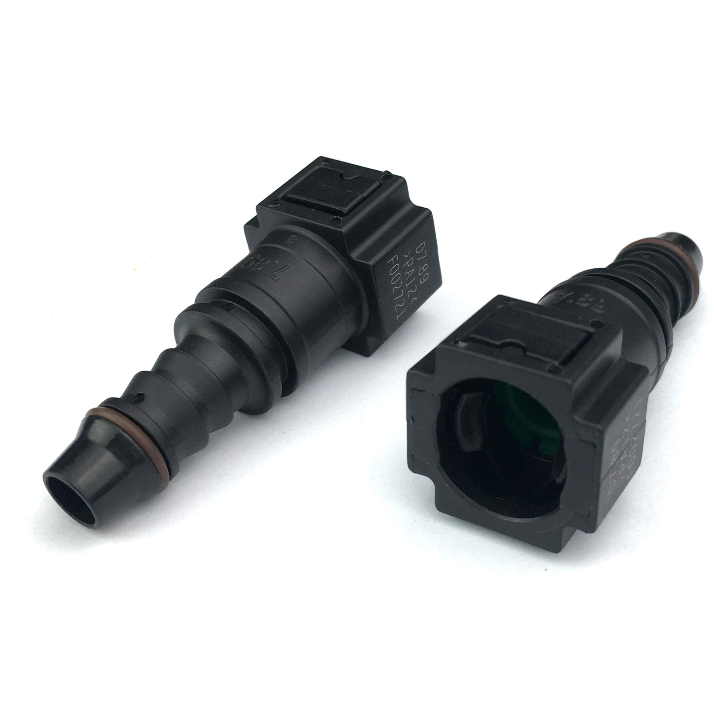 Fuel Line Quick Connector 5/16 Bundy Female To Barb Straight For 5/16 Steel To 5/16 Id 3/8 Od Nylon Tubing, Pack Of 2