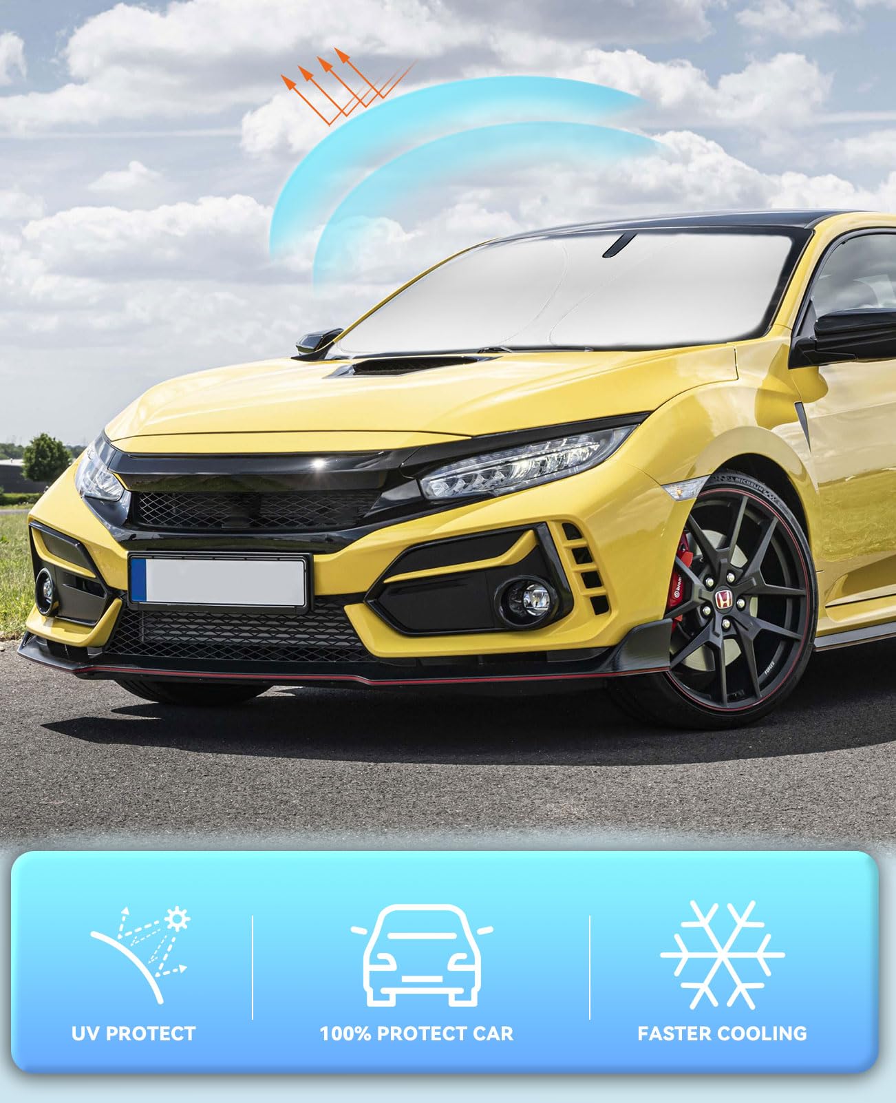 Sun Shade Windshield Sunshades Cover For Honda Civic 2016-2021 Sun Visor Protector 240T Coating Window Shields Fits Civic Sedan,