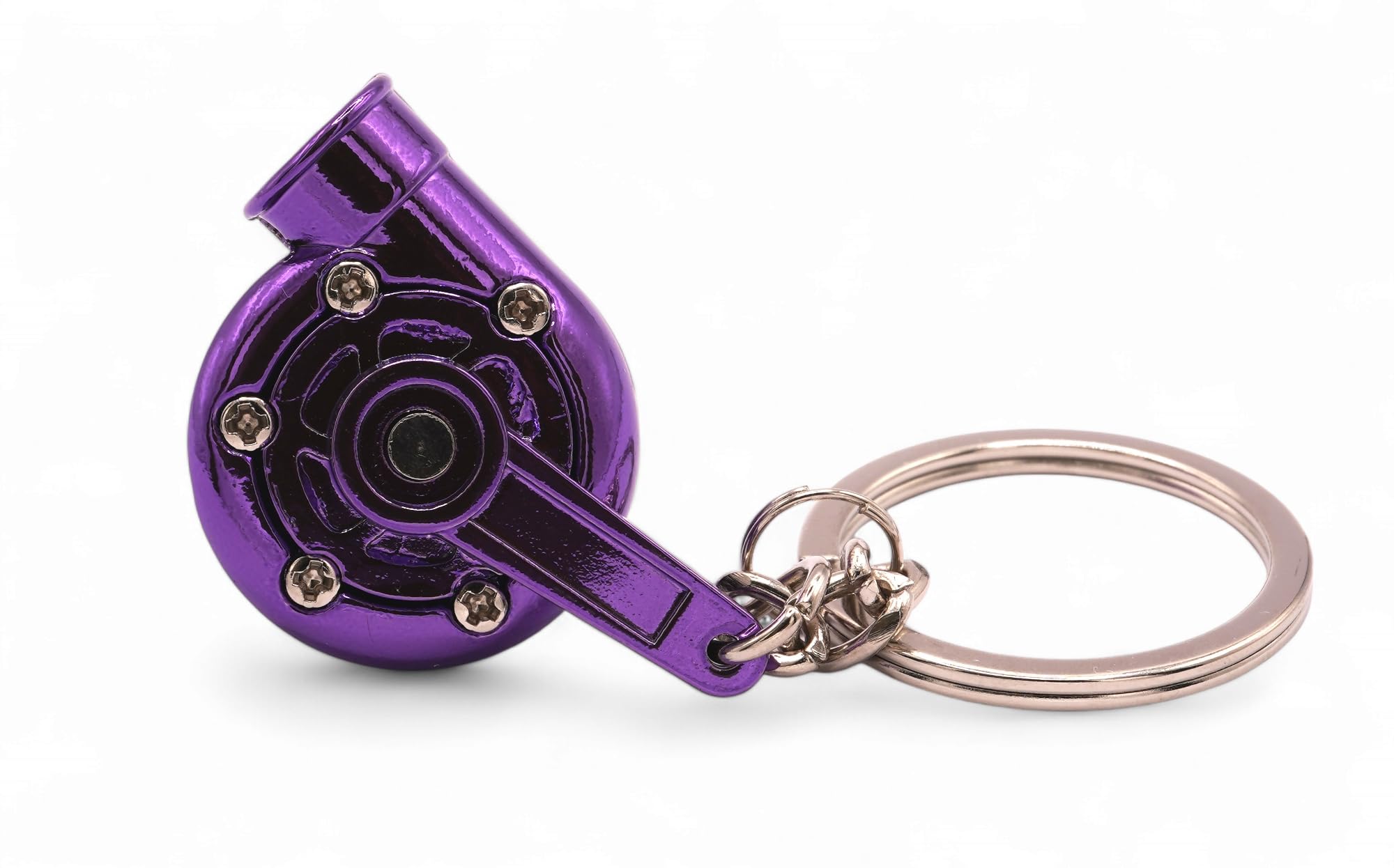 Gt//Rotors Turbo Keychain Metal Spinning Turbocharger Automotive Mini Car Part Keychain Key Ring (Purple Chrome)