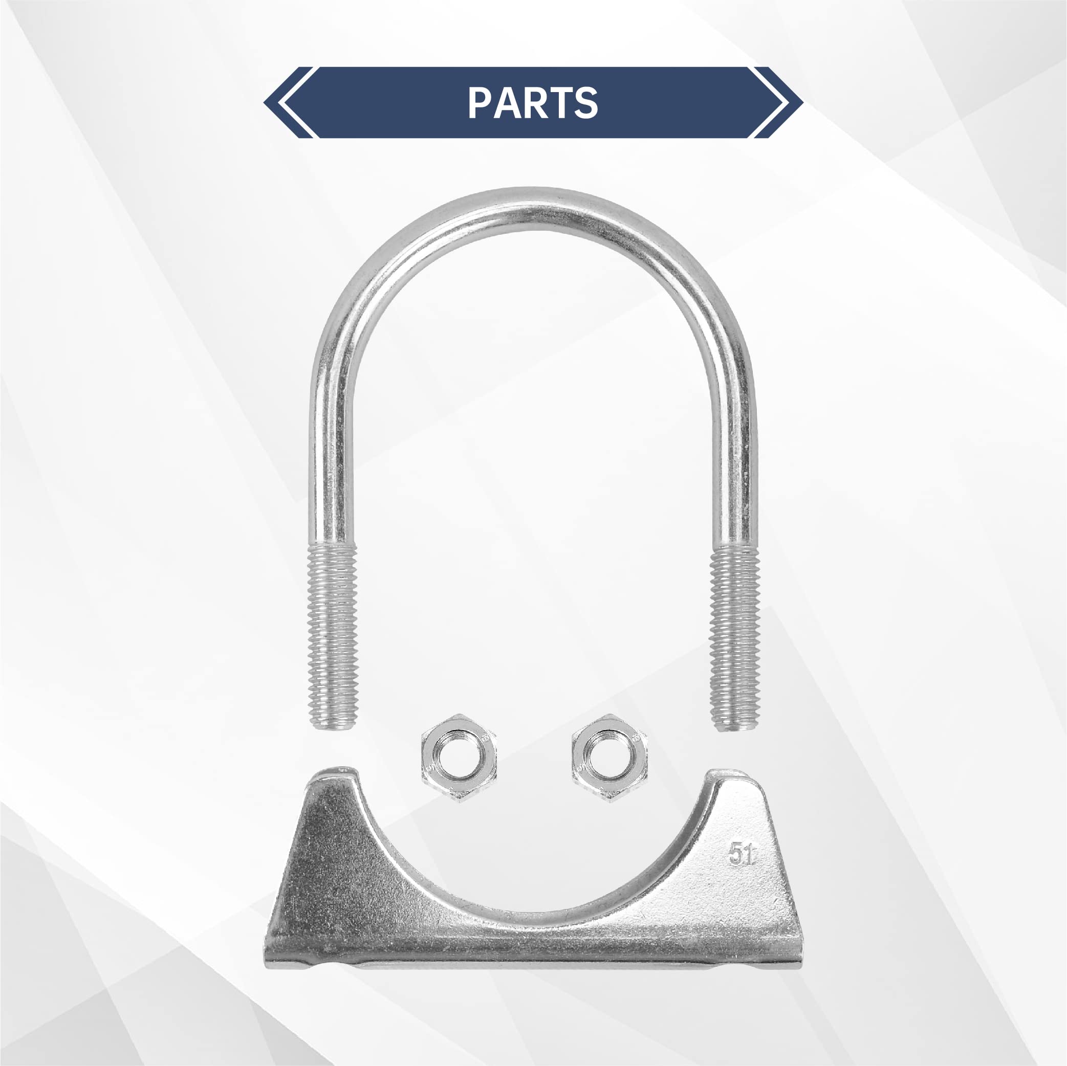 Batoneco 2' U Bolt Clamp, Muffler Exhaust Clamps,2 Inch Saddle Style Heavy Duty Mild Steel(2-Pack)