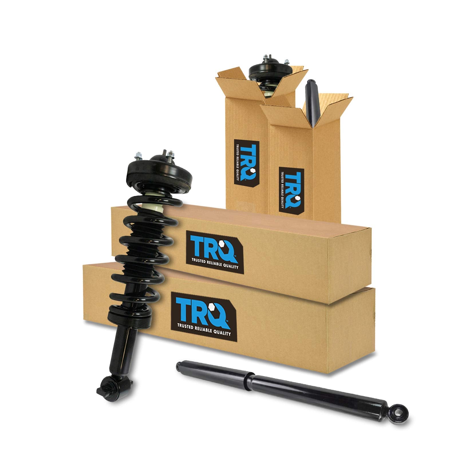 Trq Front And Rear Complete Strut Assembly & Shock Absorber Kit Complete Strut & Coil Spring Assembly Compatible With 2014 Ford 