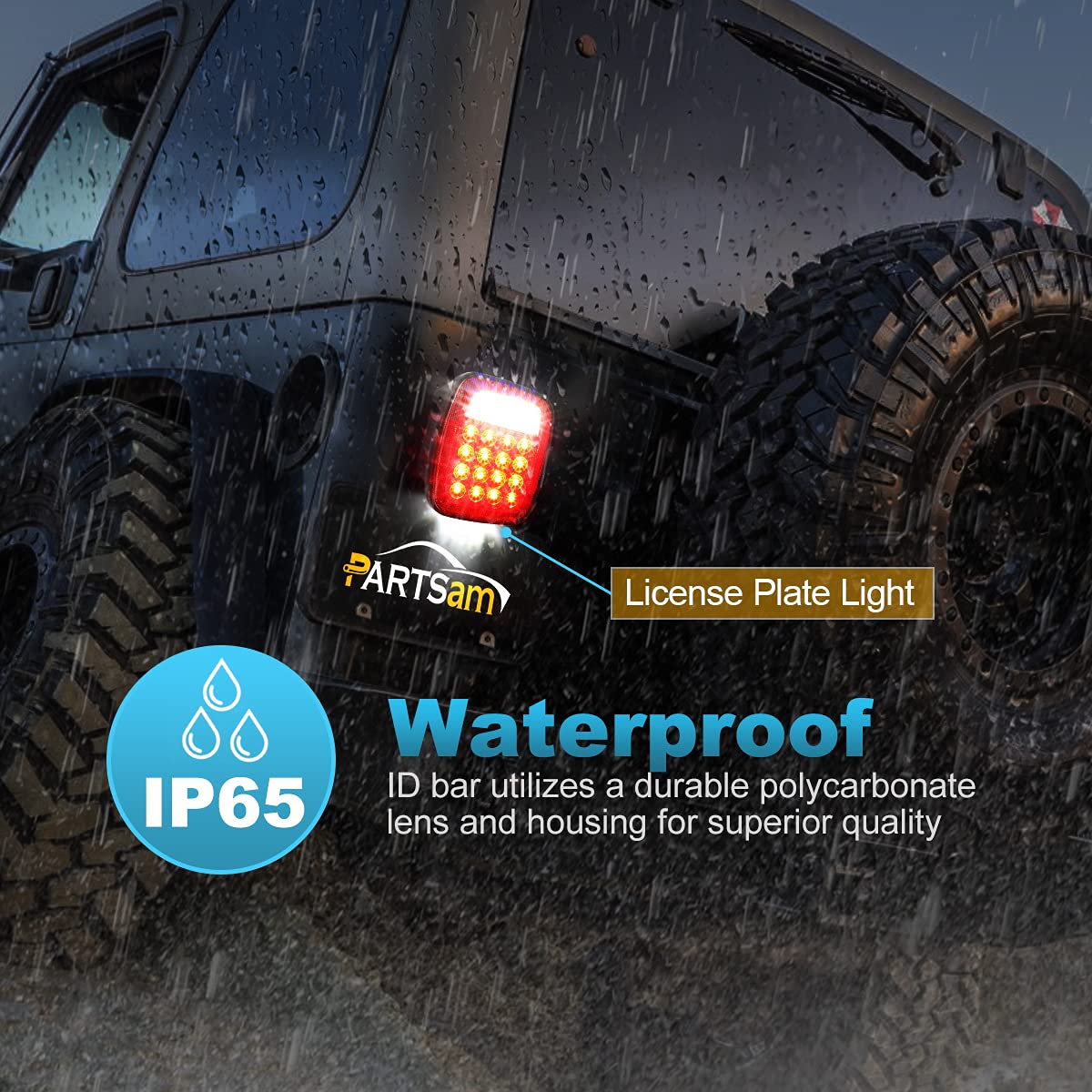 Partsam Pair 38 Led Universal Tail Brake Turn Stop License Back Up Reverse Lights Rear Combination For Wrangler Yj Tj Cj Truck T