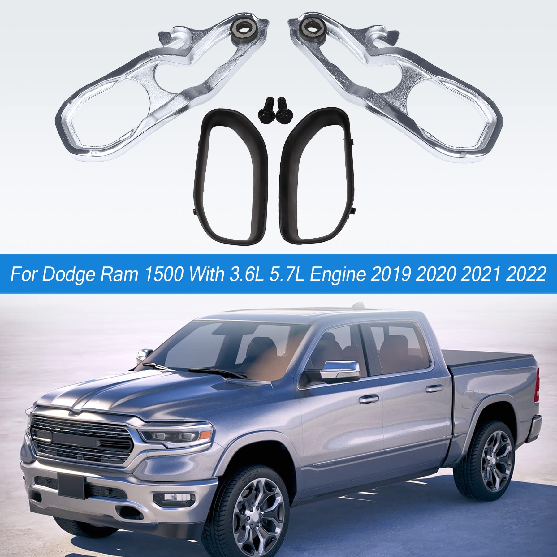 JDMSPEED Heavy Duty Chrome Front Tow Hooks for Dodge Ram 1500 DT 2019-2022, Alloy Steel, Left & Right with Hardware