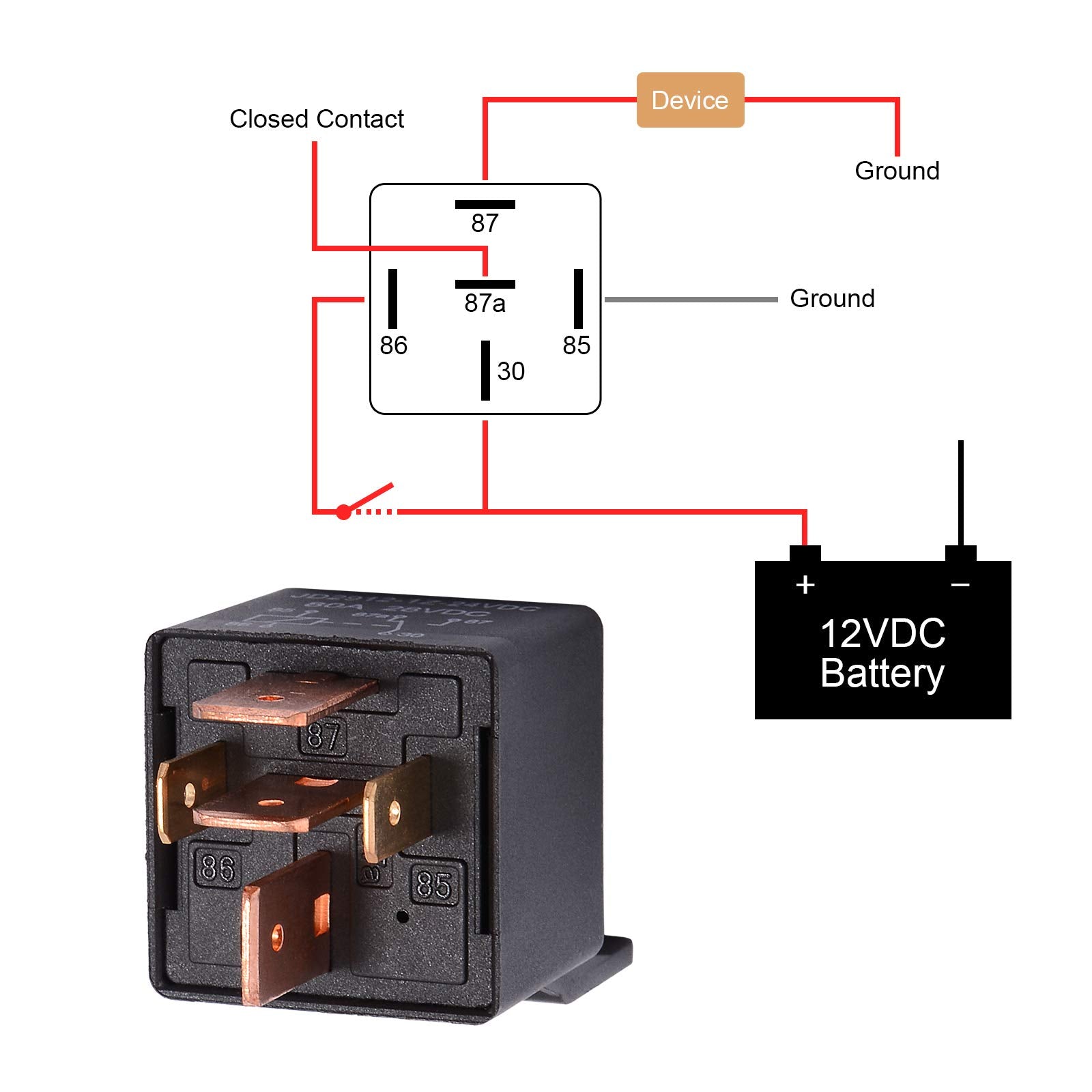 Ehdis 2 Packs Car Relay With Harness Truck Motor Heavy Duty 5-Pin 80A 12V Relay On/Off Normally Open Spdt Relay Socket Plug 5 Wire Automotive Relay Jd2912-1Z-12Vdc 80A 14Vdc