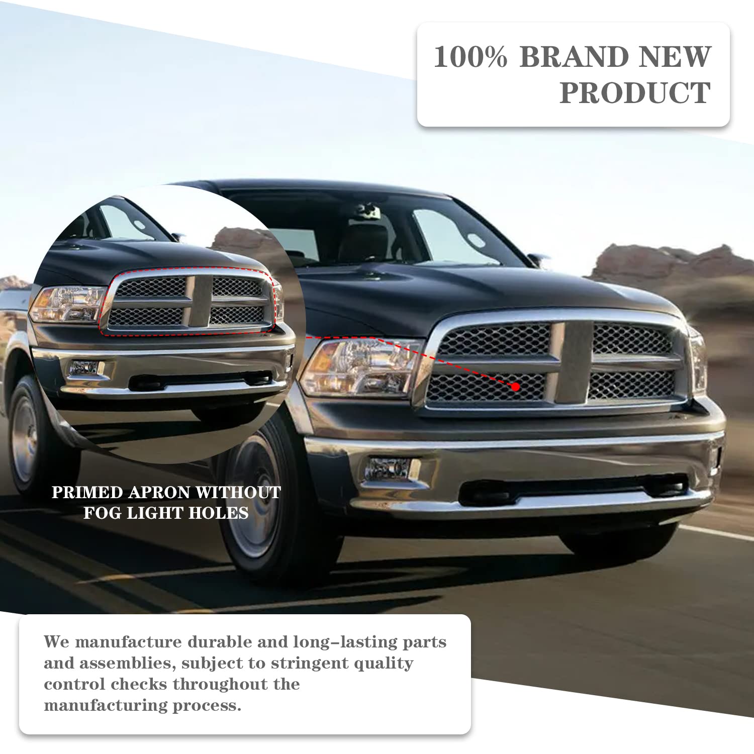 Carpartsdepot Front Grill Grille Assembly New Replacement Fit For Dodge 2006-2008 Ram 1500 2006-2009 Ram 2500/3500 Pickup Truck