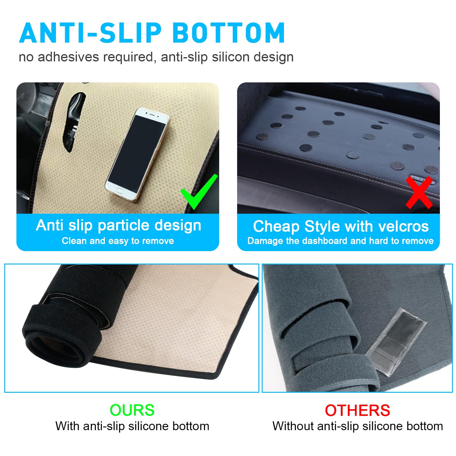 REMOCH Black Dash Cover for Toyota Camry 2007-2011, Custom Fit Dashboard Mat Pad Accessories