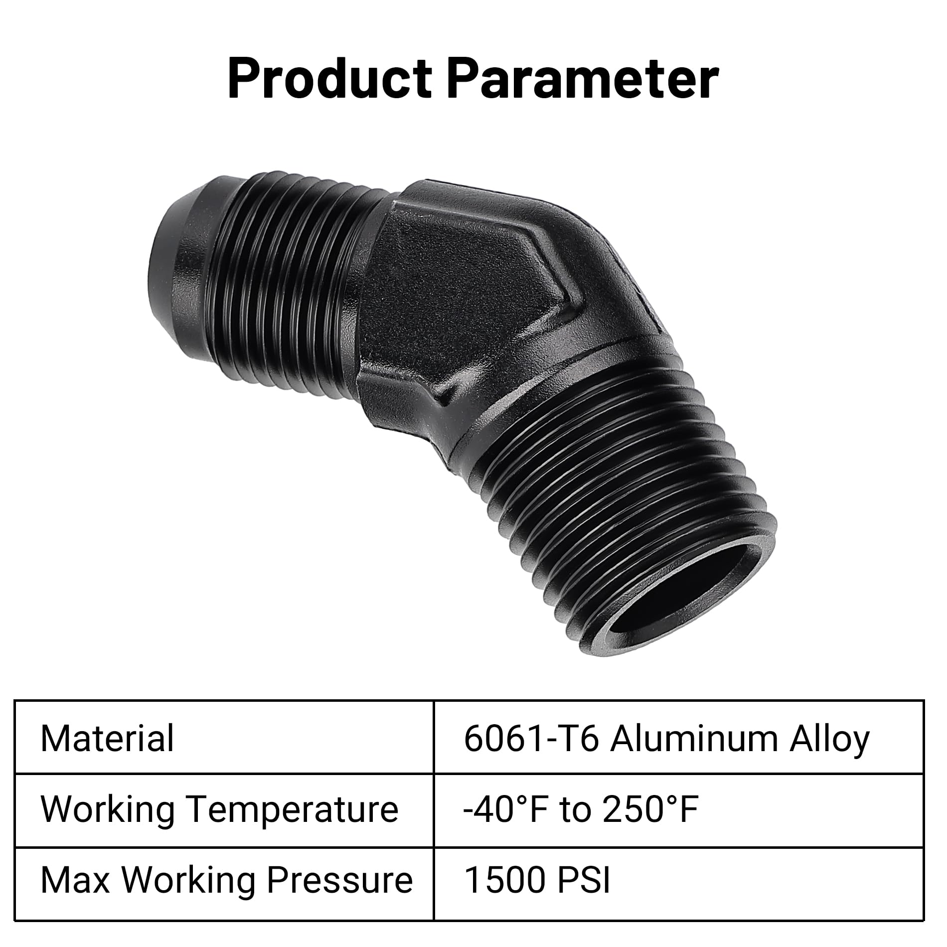 Evil Energy 8An Male Flare To 1/2'' Npt Pipe 45 Degree Fitting Adapter Aluminum Black
