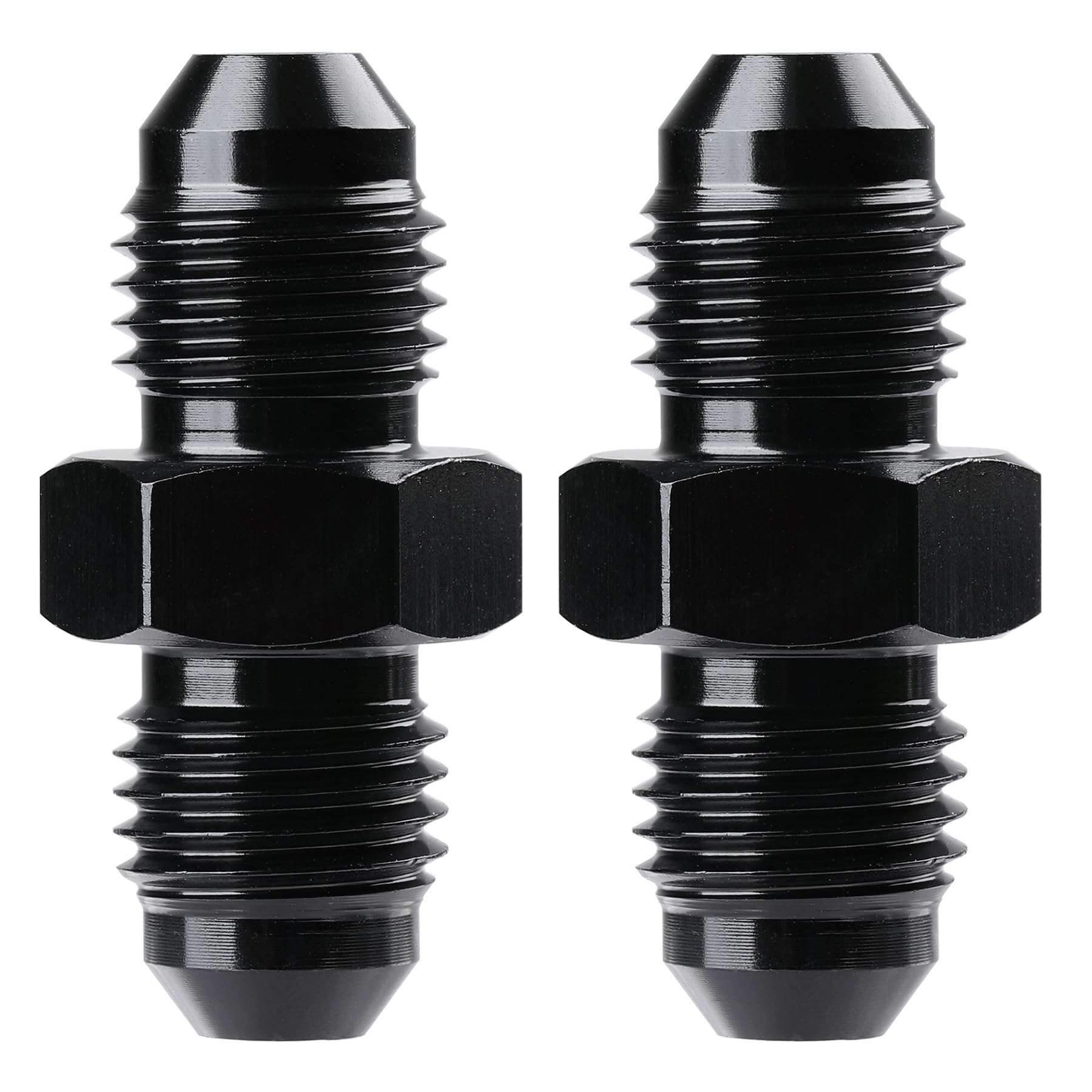 Ucreative 4AN to 4AN Male Flare Coupler Union Straight Fuel Hose Fitting Black (2PCS)
