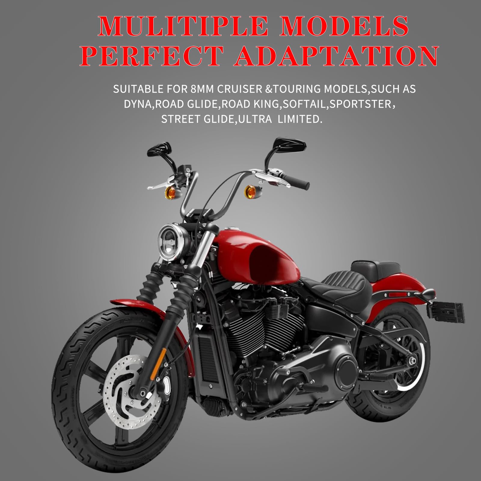 LDJXDADI Motorcycle Rear view Mirrors for Harley Sportster Road King Street Electra Glide Road Glide Dyna Softail 1982-2023 (Bla