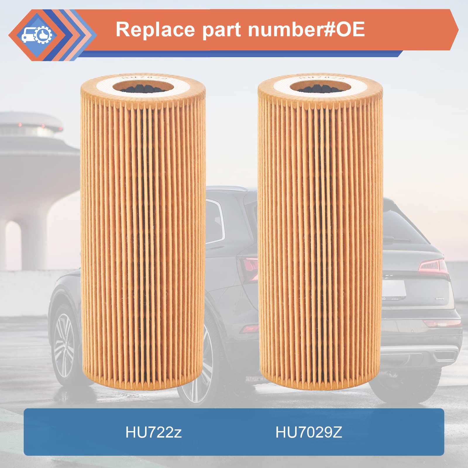 2 Pcs Engine Oil Filter Compatible With Audi Porsche Vw Vehicle 2005-2018 A4 A5 A6 A7 A8 Quattro Q5 Q7 S4 S5 Sq5, 2011-2017 Cayenne Panamera, Touareg, Replace#Hu7029Z Hu722Z