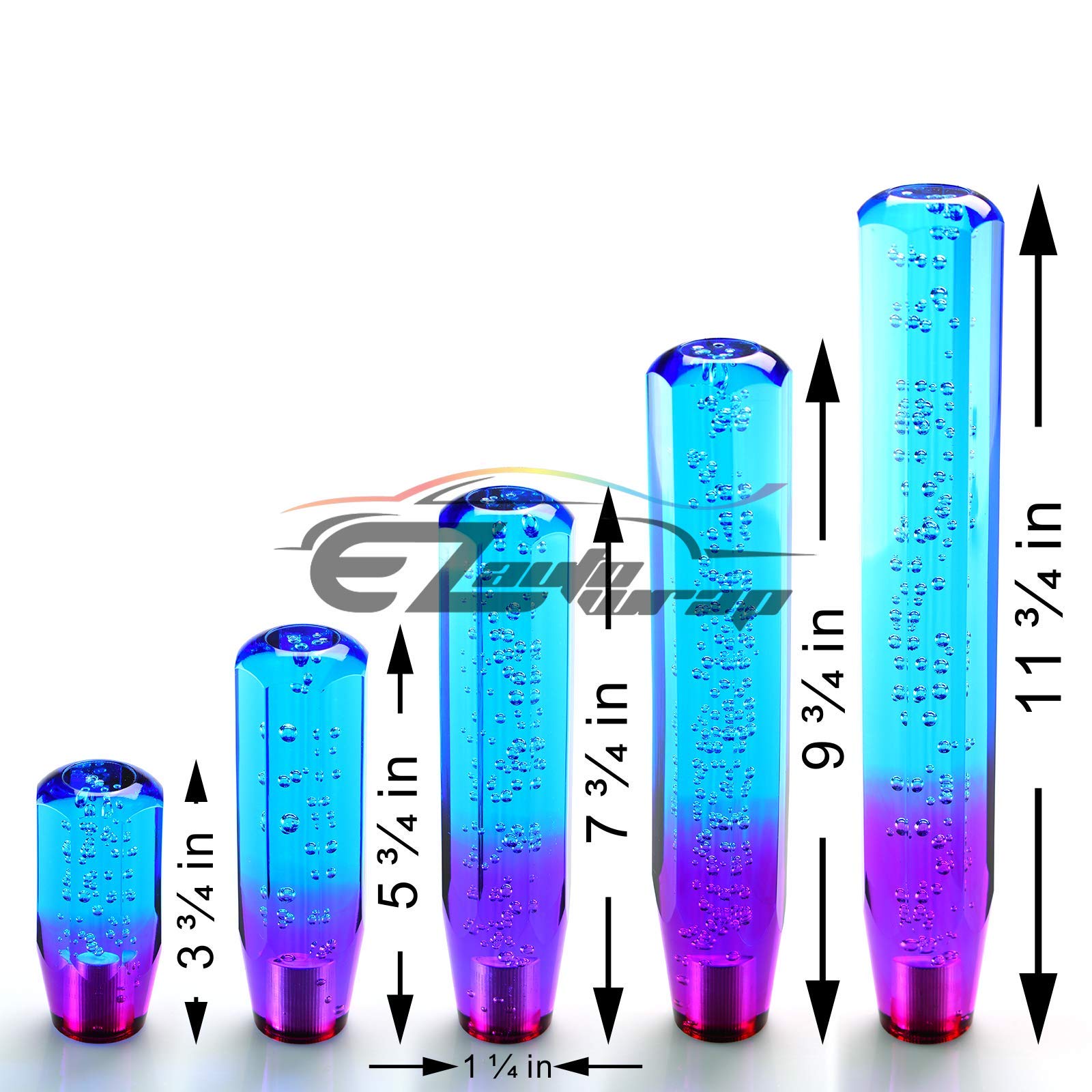 EZAUTO WRAP Shift Knob Stick Crystal Transparent Bubble Purple Blue Throw Gear Shifter 25cm