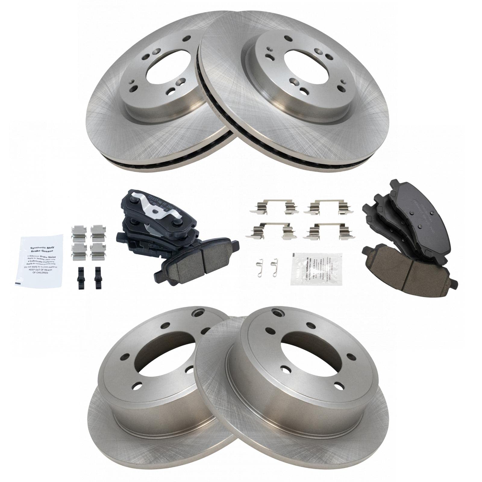 Trq Front And Rear Brake Pad & Rotor Kit Brake Pads Brake Rotor Ceramic Compatible With 2017 Jeep Compass Patriot