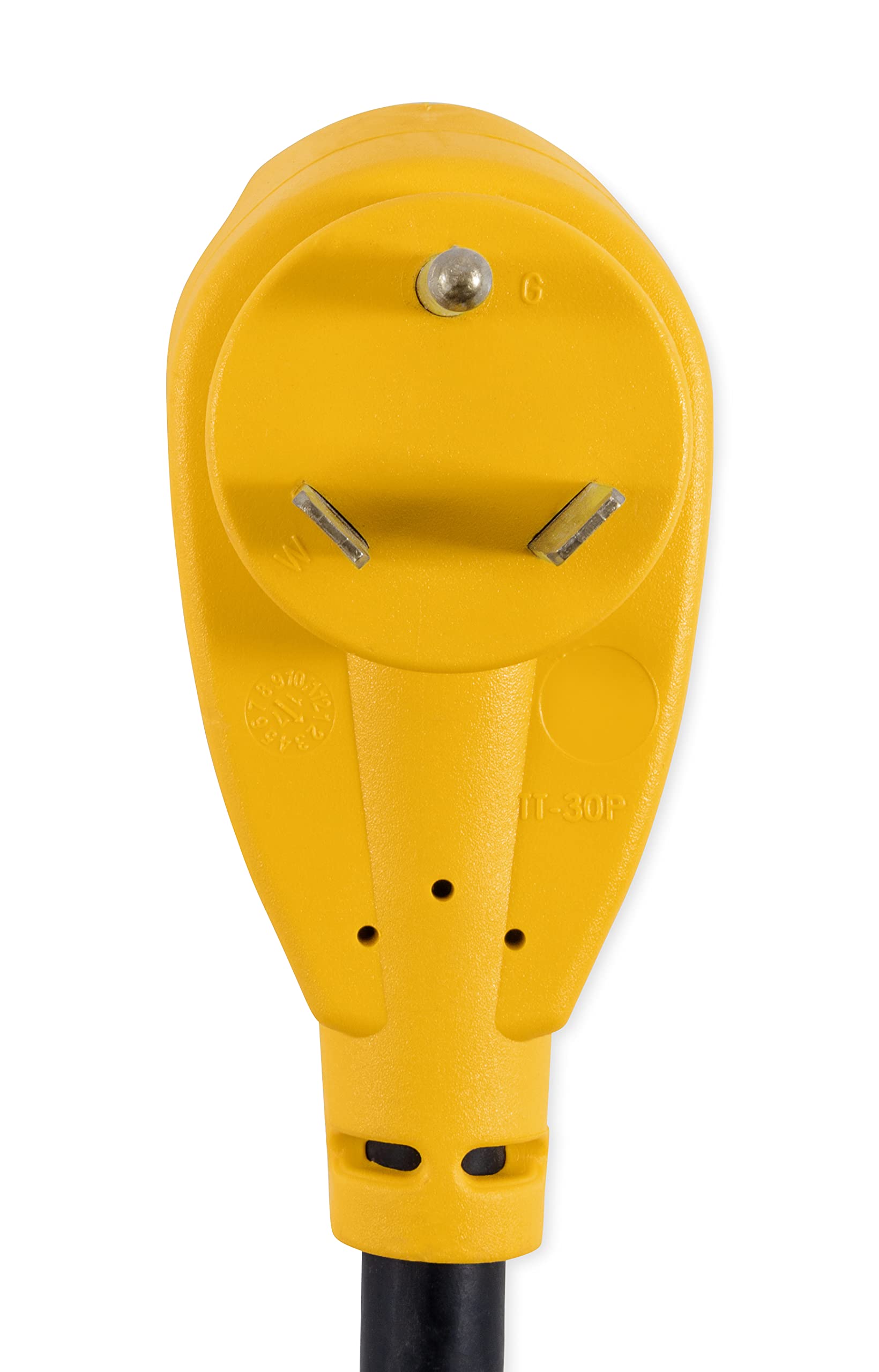 Camco 55522 18 30 Amp Standard Male / 30 Amp 90 Degree Locking Female Powergrip Adapter