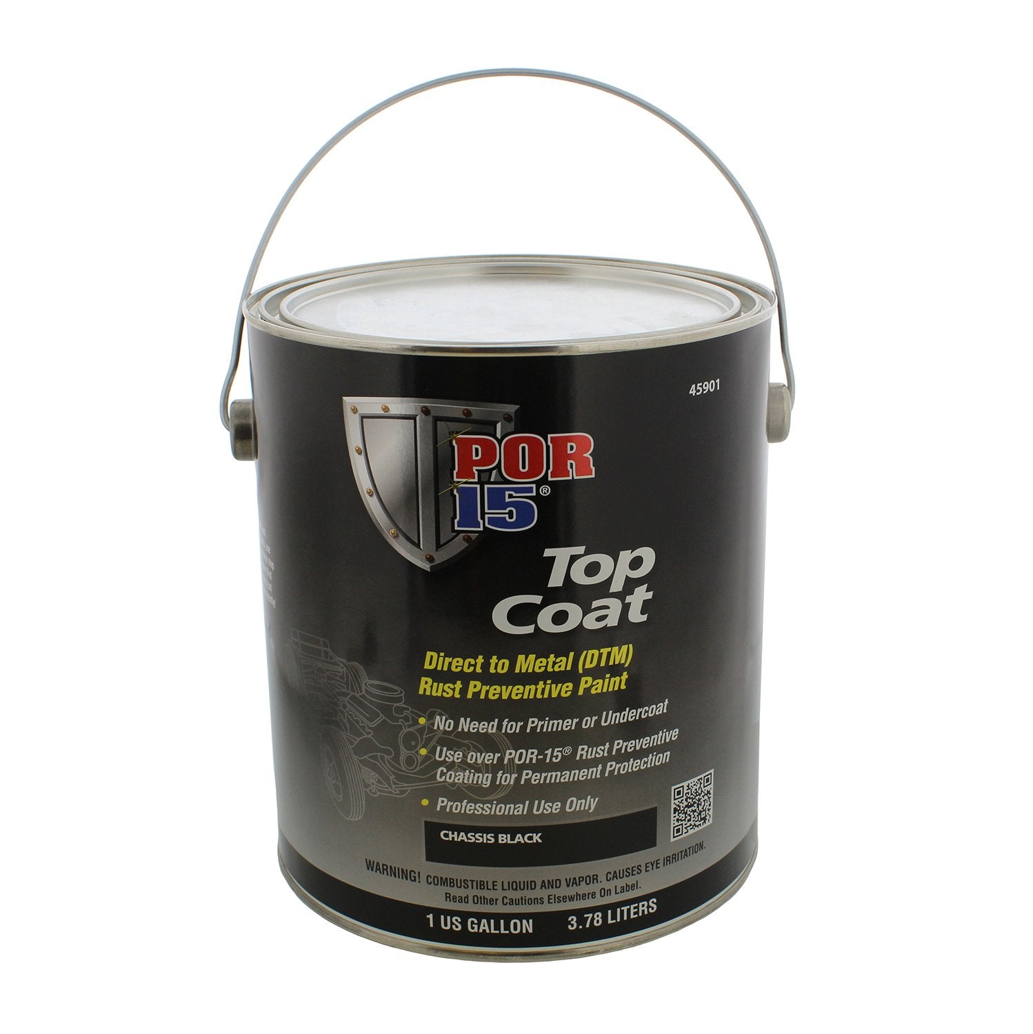 POR-15 Top Coat Paint, Direct to Metal Paint, Long-term Sheen and Color Retention, 1-gallon, Chassis Black