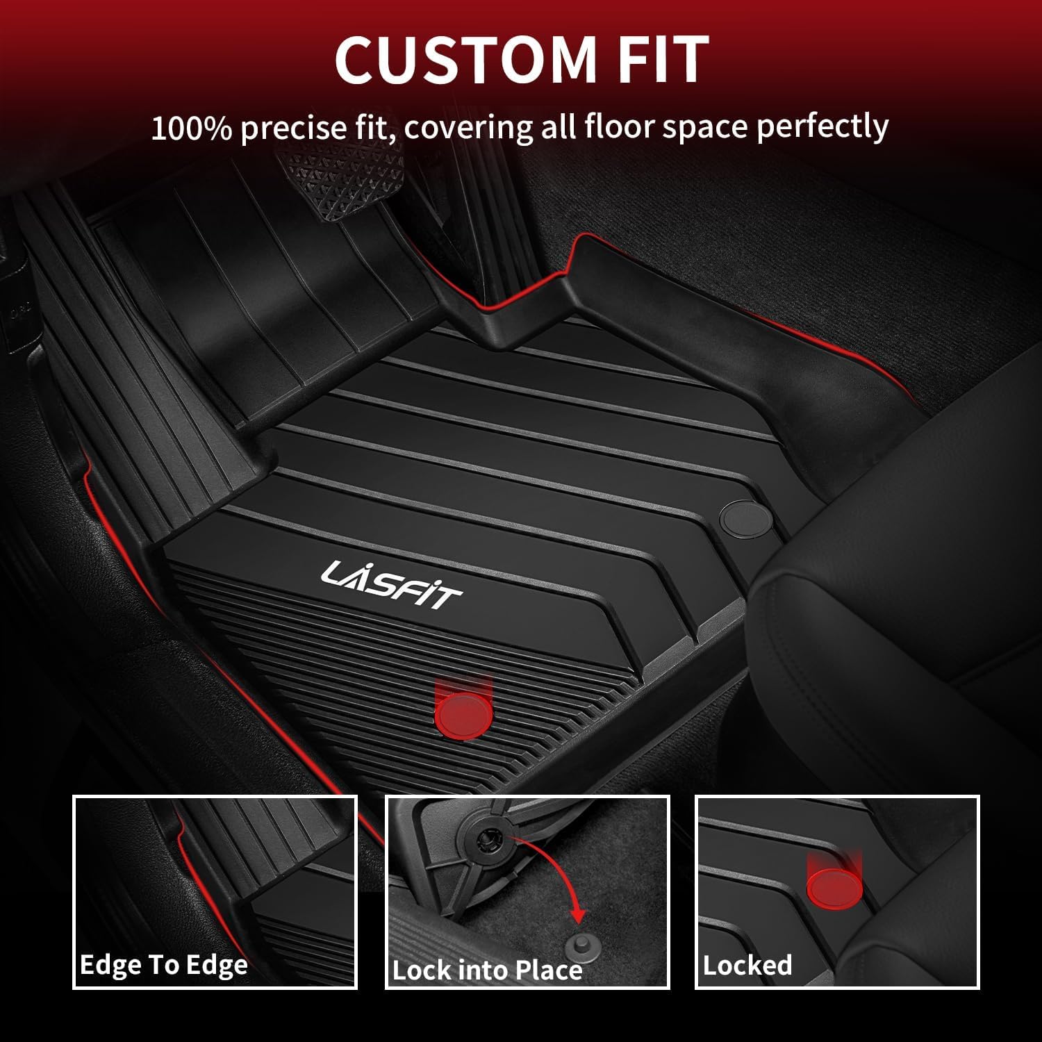 Lasfit Floor Mats & Cargo Liner For Bmw 5 Series G30 2017-2023, Custom Fit Tpe All Weather Easy To Clean Durable No-Curling Full