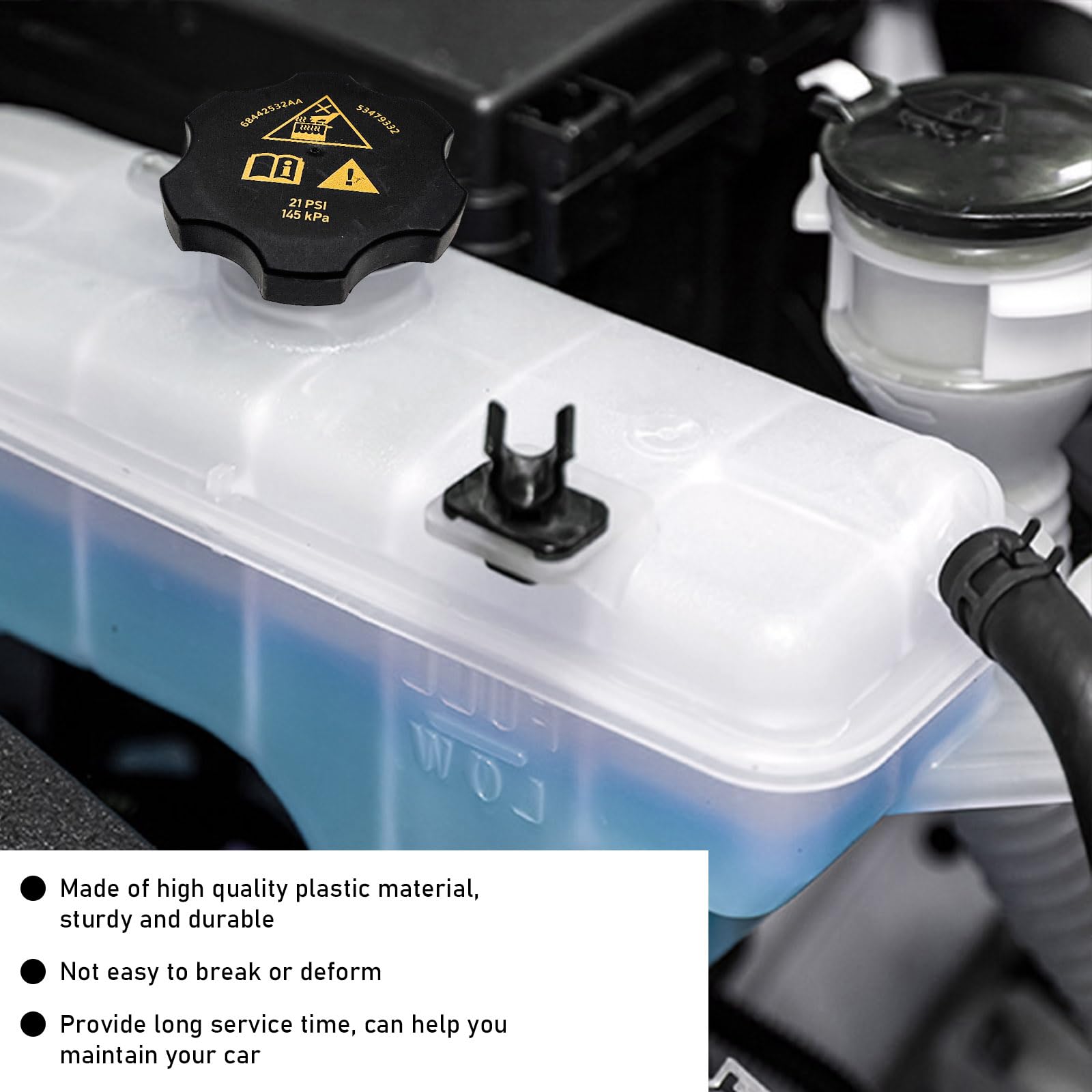 Sylvil Car Radiator Coolant Reservoir Cap, Radiator Coolant Recovery Cap Replacement Compatible With Ram 2013-2021, Durango 2016-2021, 68442532Aa 68249136Aa 53479332 Car Accessories