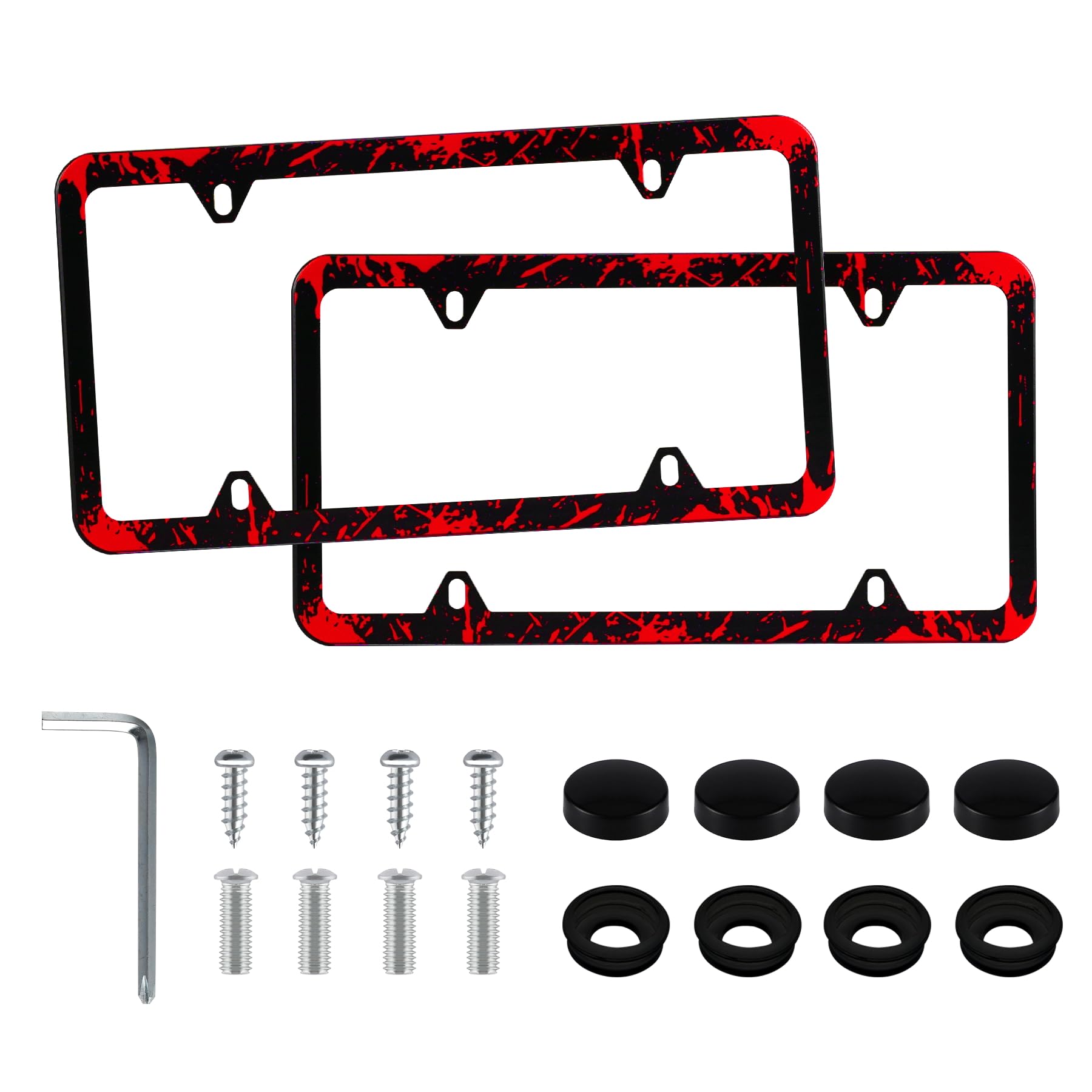 Livtee Black License Plate Frames, 4 Holes Stainless Steel License Plate Covers, 2Pcs Car License Plate Holder, Automotive Exter