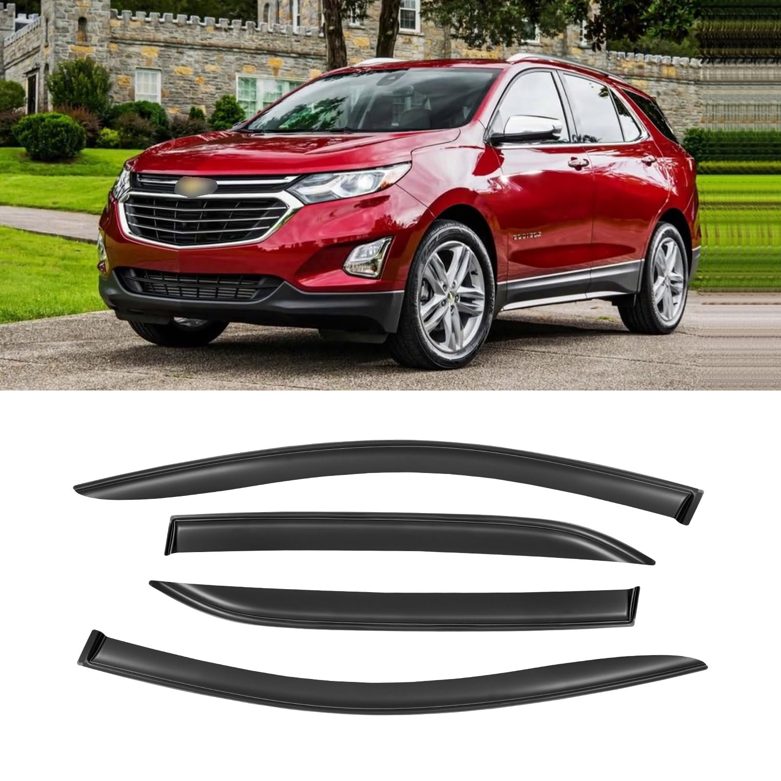 Cmvt Auto Window Visors For Chevy Chevrolet Equinox 2018-2024, Rain Guards Shields Vent Shade Deflector Dark Smoke 2019 2020 202