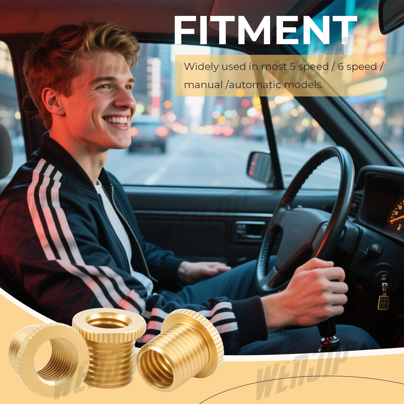 WENJTP 3PCS Shift Knob Thread Adapters M10 X 1.5 ID to M12 X 1.25 OD Thread Gear Shifter Knob Screw HTRACING