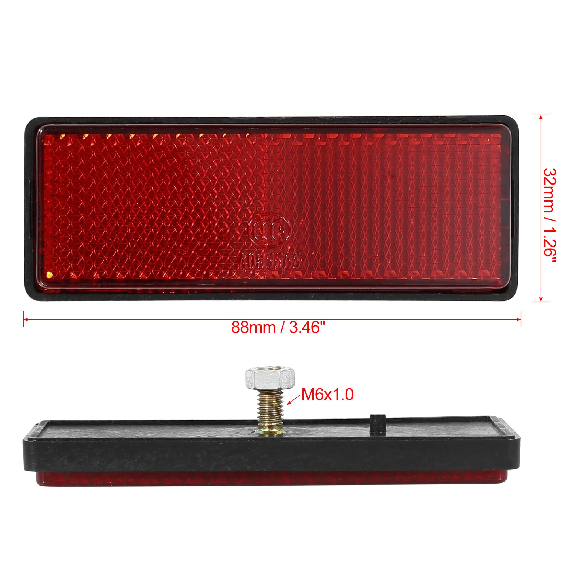 F Fierce Cycle Pair M6X1.0 Red Rectangle Universal Screw Mount Reflective Warning Reflector For Motorcycle Bike