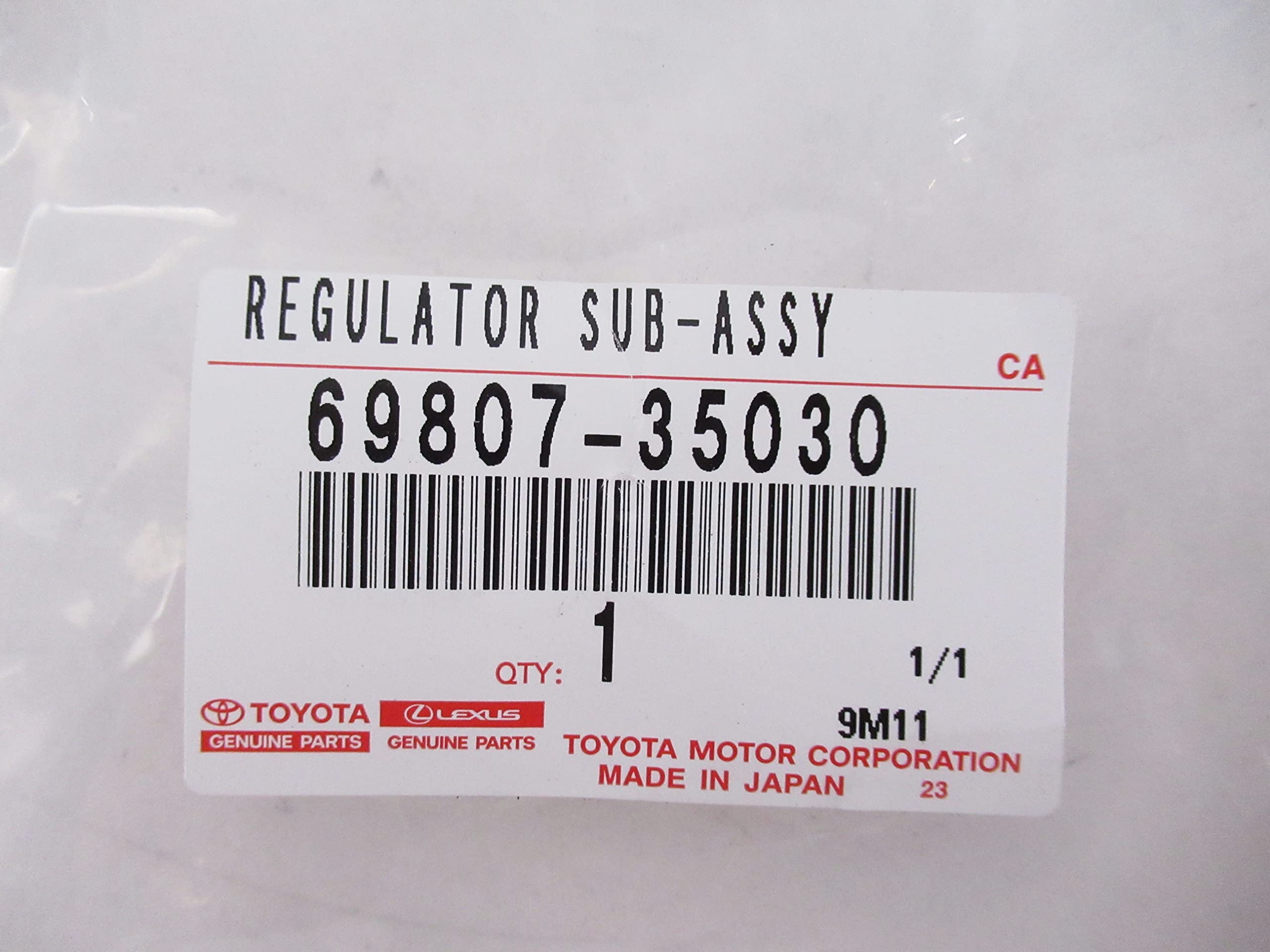 Toyota Genuine Parts - Regulator Sub-Assy, (69807-35030)