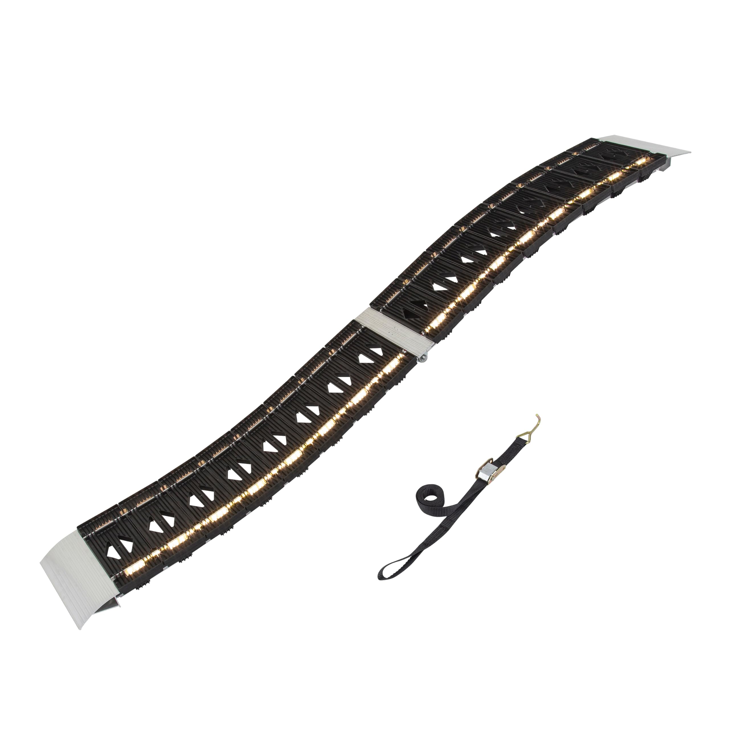 Cargosmart Led Hybrid S-Curve Centerfold Loading Ramp, 1 Pack - 1,500Lb Per Pair Capacity, 12    W X 90    L - Aluminum Ramp Wit
