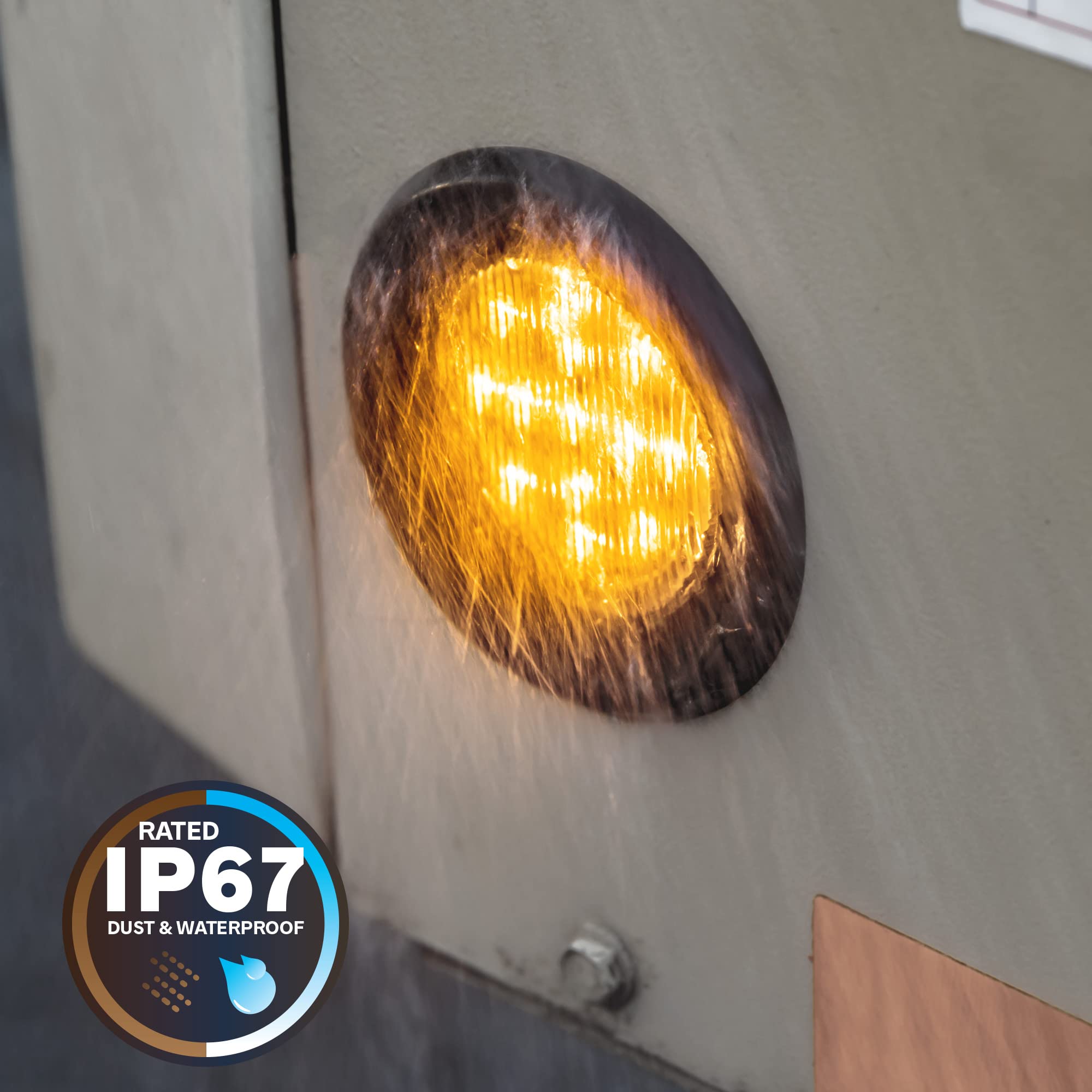 True Mods 2.5'' 12V Amber Round 13 Led Light [2 In 1 Reflector] [Polycarbonate] [Dot Approved] [Grommet & Plugs] [2 Year Warrant