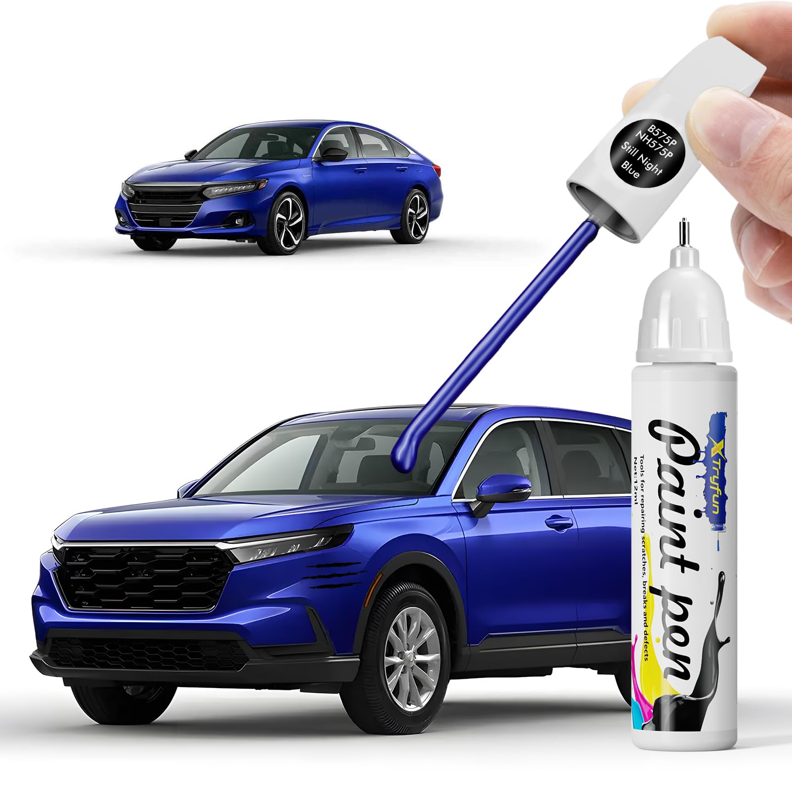XTryfun B575P/NH575P Still Night Blue Touch Up Paint Compatible with Honda, DIY Car Paint Scratch Repair, Automotive Paints, Qui