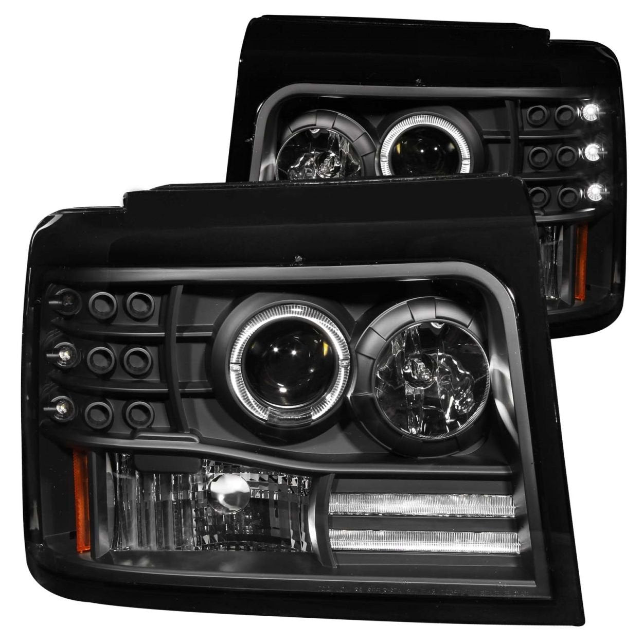 Anzo Usa 111184 1-Piece Projector Headlight Set W/Led Halo-Black